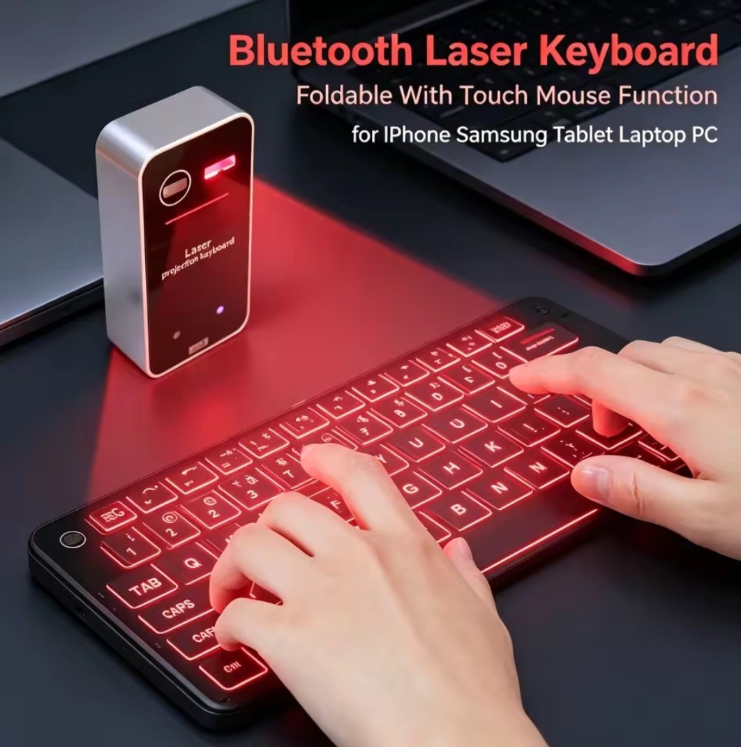 Laser Projection Keyboard – Mouse- Powerbank- phone holder- wireless (new model)
