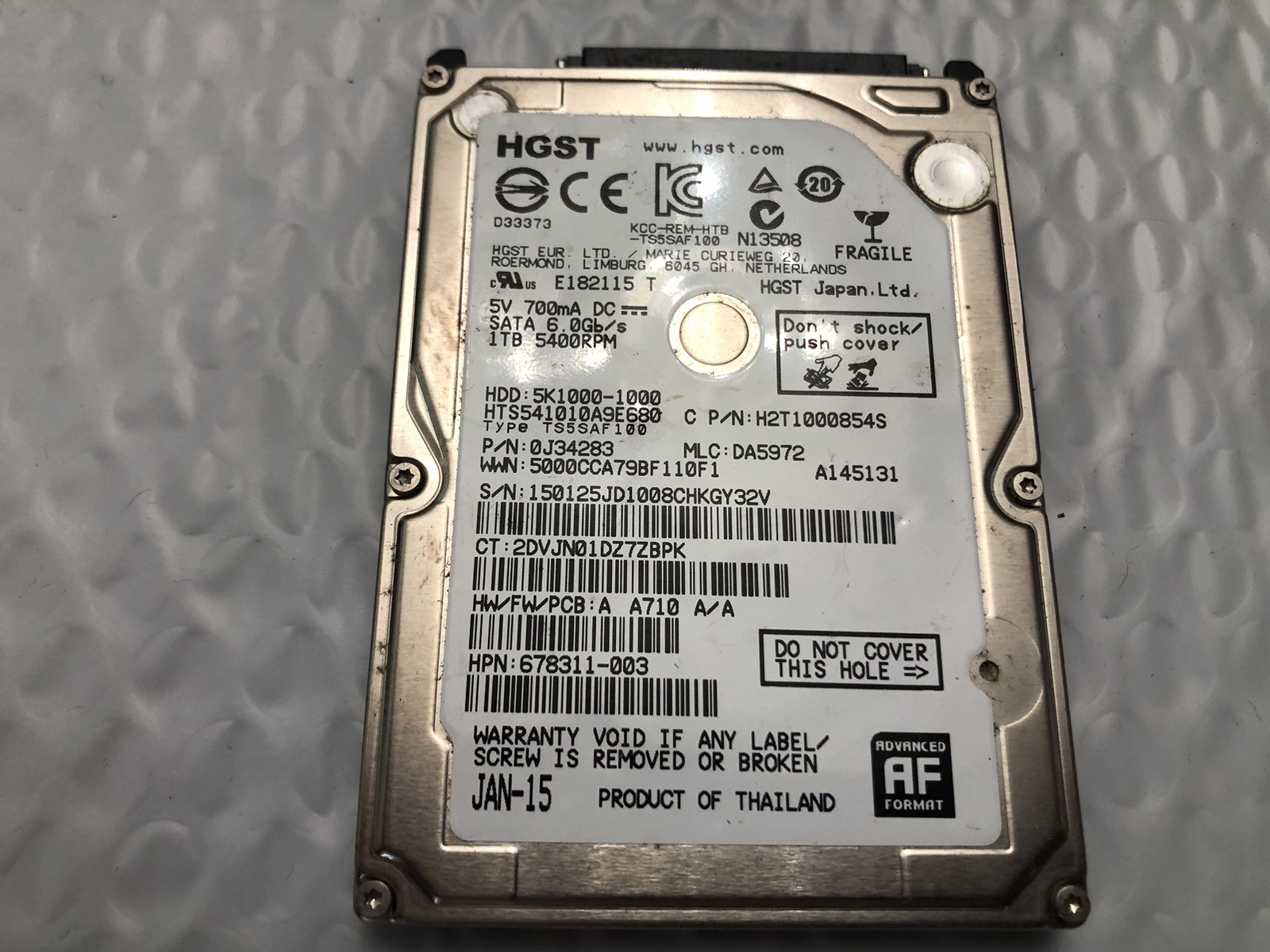 Set of 3: HGST HARD DRIVE 7K1000 1TB, 5K1000 1TB, Z5K500 500GB For Laptop SATA