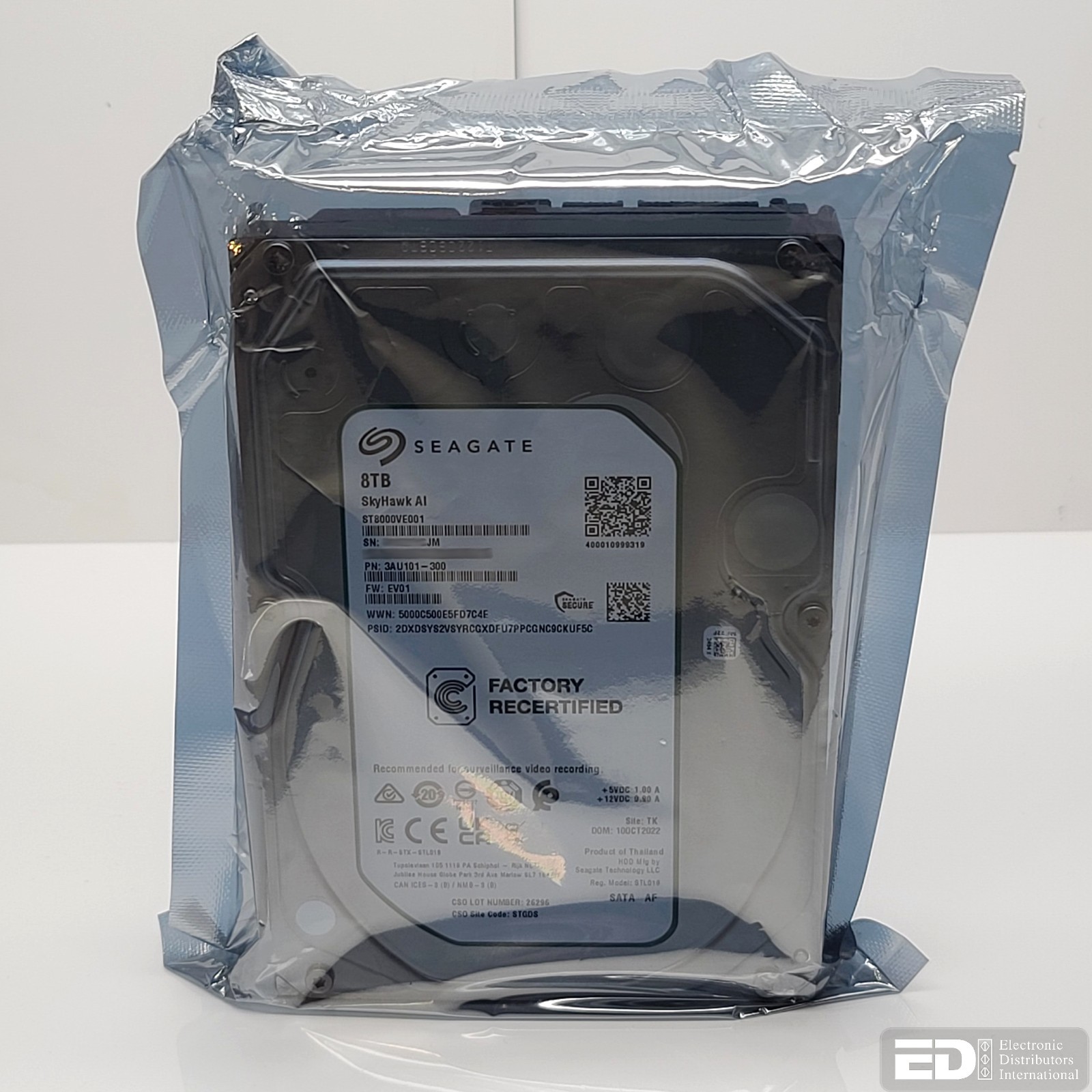 Recertified Seagate SkyHawk AI 8TB 3.5″ SATA Hard Drive ST8000VE001 (China)