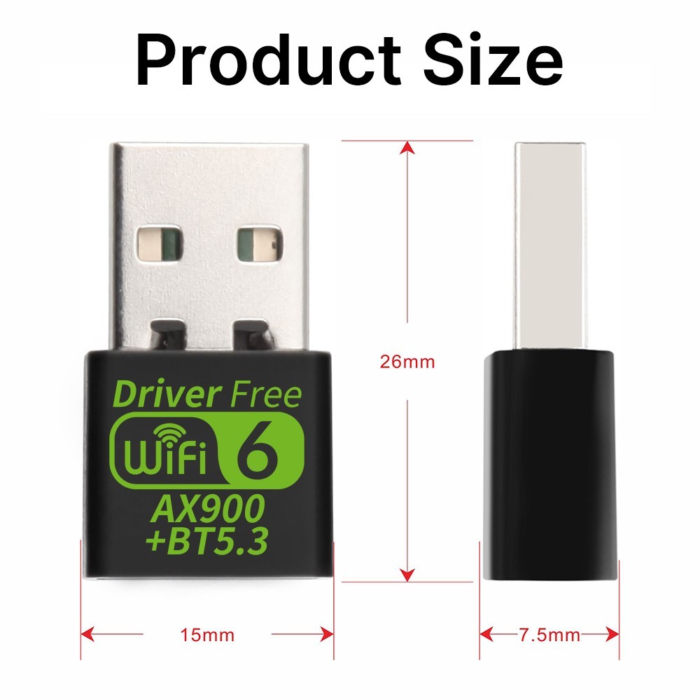 WiFi 6 USB Adapter AX900 2-in-1 BT5.3 Dual-Band for PC Desktop Laptop Win11/10