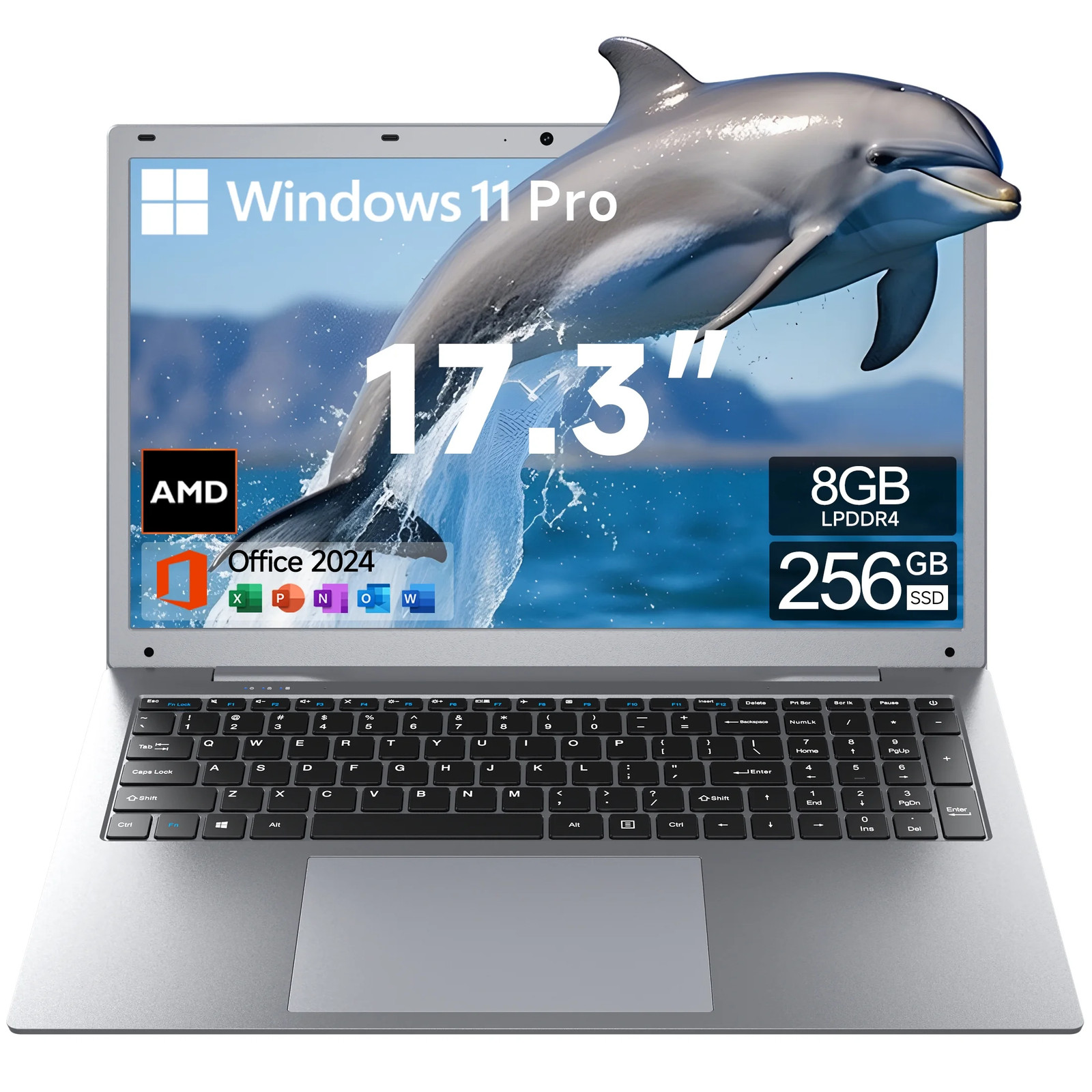 Akocrsiy 17.3″ Windows 11 Laptop, DDR4 8GB RAM 256GB SSD, AMD 3020e (up to 2.6GH