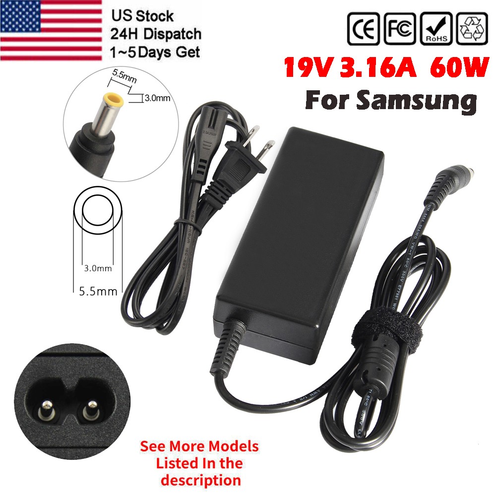 19V 3.16A Laptop Charger Adapter for Samsung NP300E5A NP305E5A NP300E5E NP300E5C