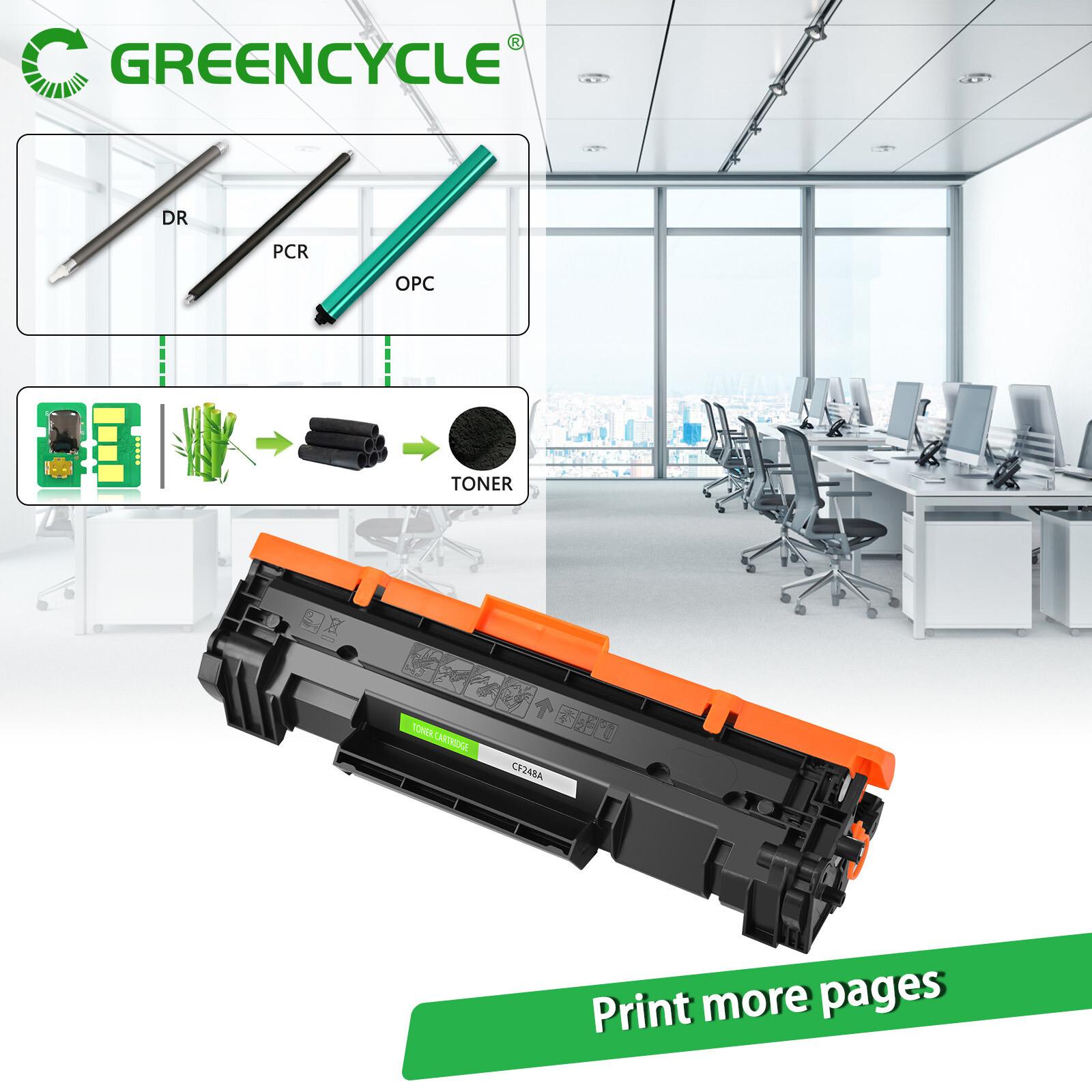 2PK CF248A 48A Black Toner Fits for HP LaserJet Pro M15w M16a MFP M28w M29a M29w