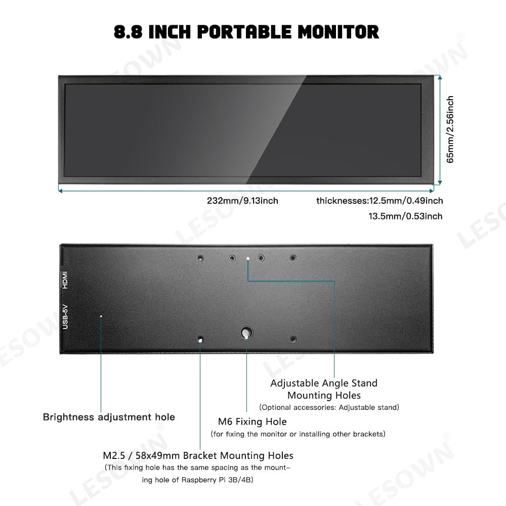 8.8 inch Stretched Bar Wide Touch Screen Monitor 480×1920 IPS Long bar LCD Di…
