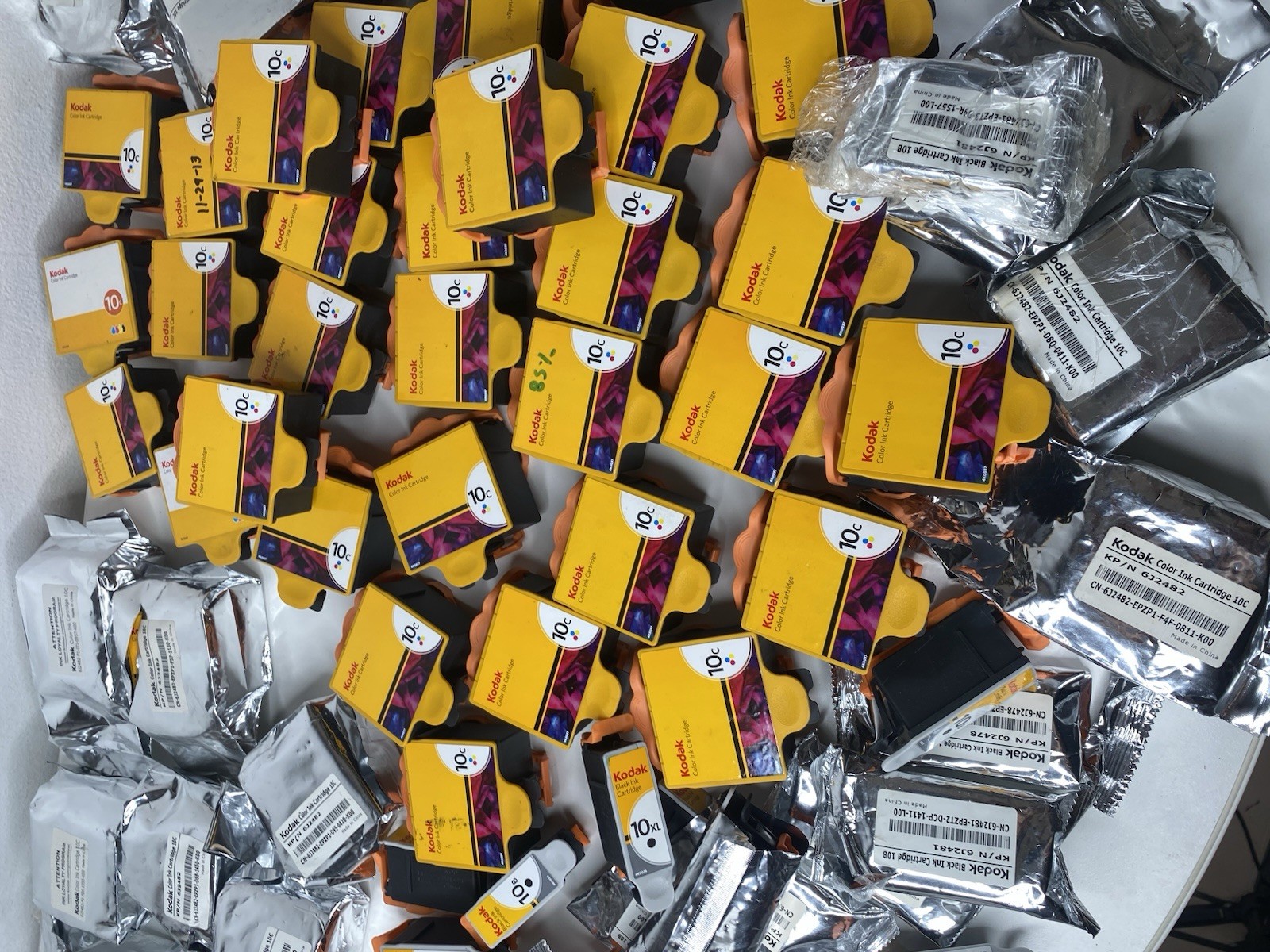 LOT 65 MIXED Kodak 10B Black 10C Color Ink Cartridges NEW Used