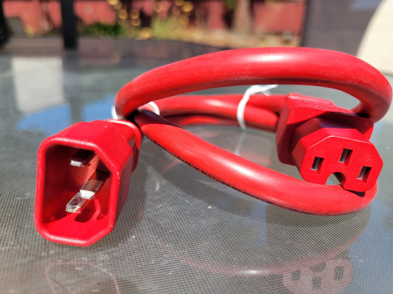 2 Foot Heavy Duty Power Extension Cord 15A 14 AWG C13 C14 Red 2′