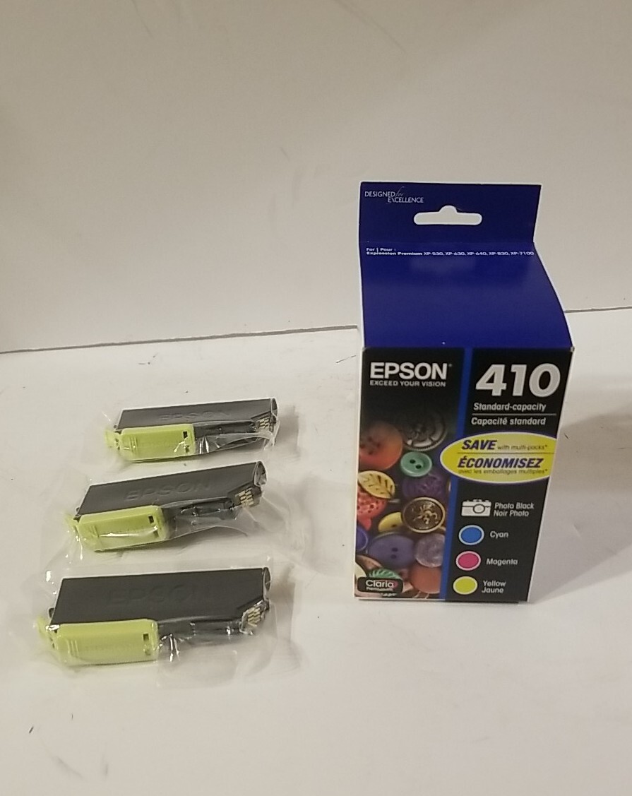 Genuine EPSON 410 BCMYJ & 3 Black Ink Cartridges NEW 7 Total