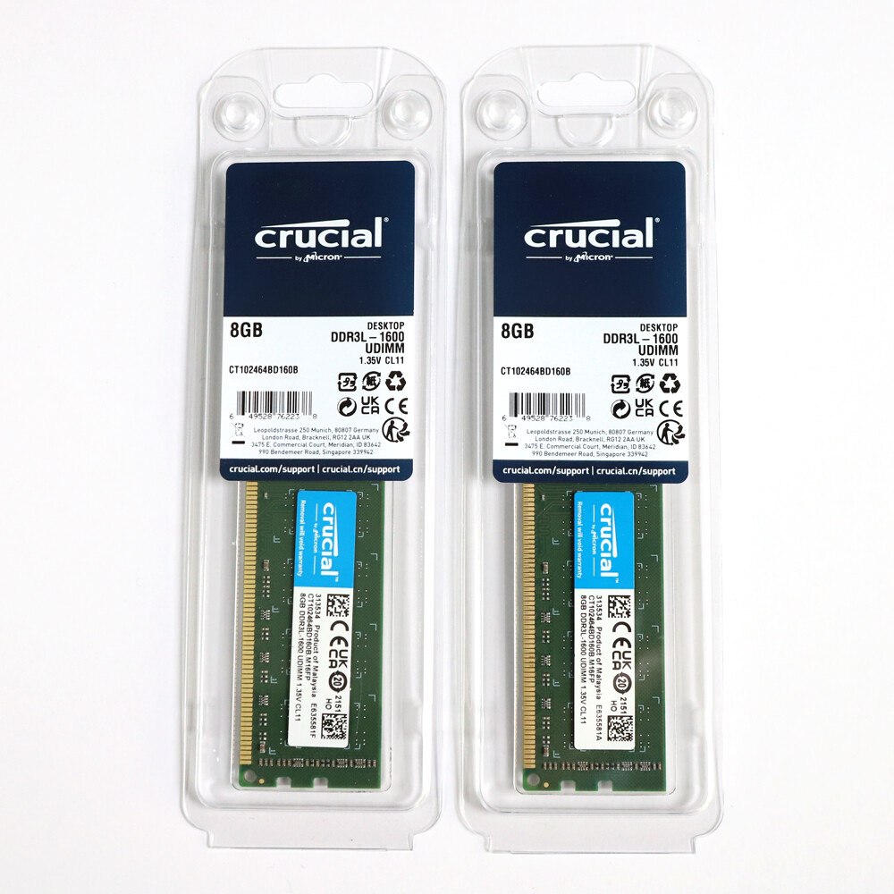 LOT 50PCS Crucial CT102464BD160B 8GB 1600MHz DDR3L UDIMM RAM Desktop 2Rx8 Memory