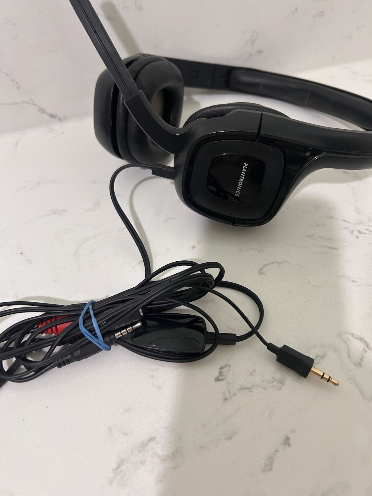 Mixed Brands Lot of 3 Wired 3.5mm Boom Mic Headsets Black 7ft On-Ear