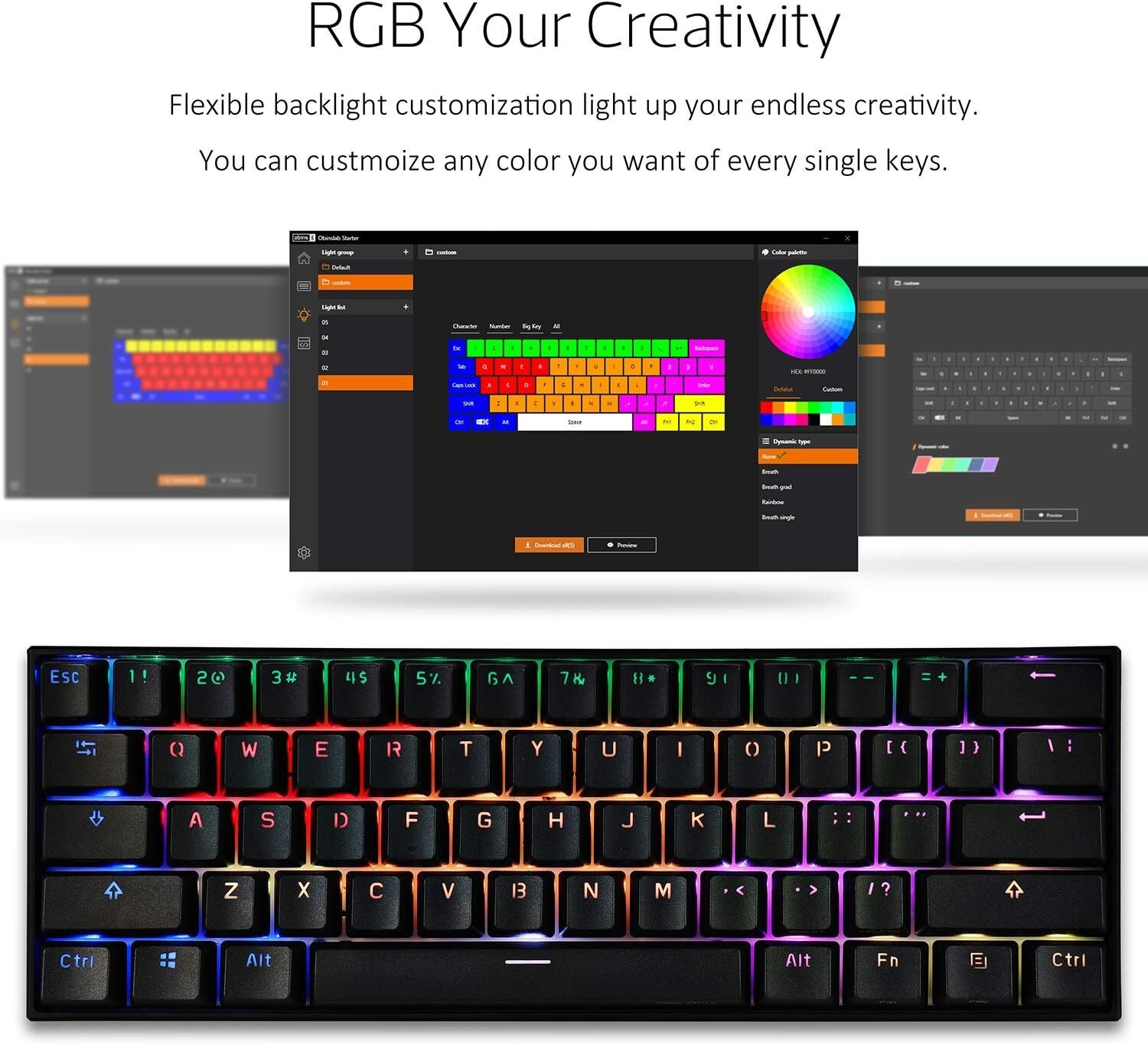 Anne Pro 2 Mechanical Keyboard Arrow Keys on up to 8 Hours Extended Battery Life