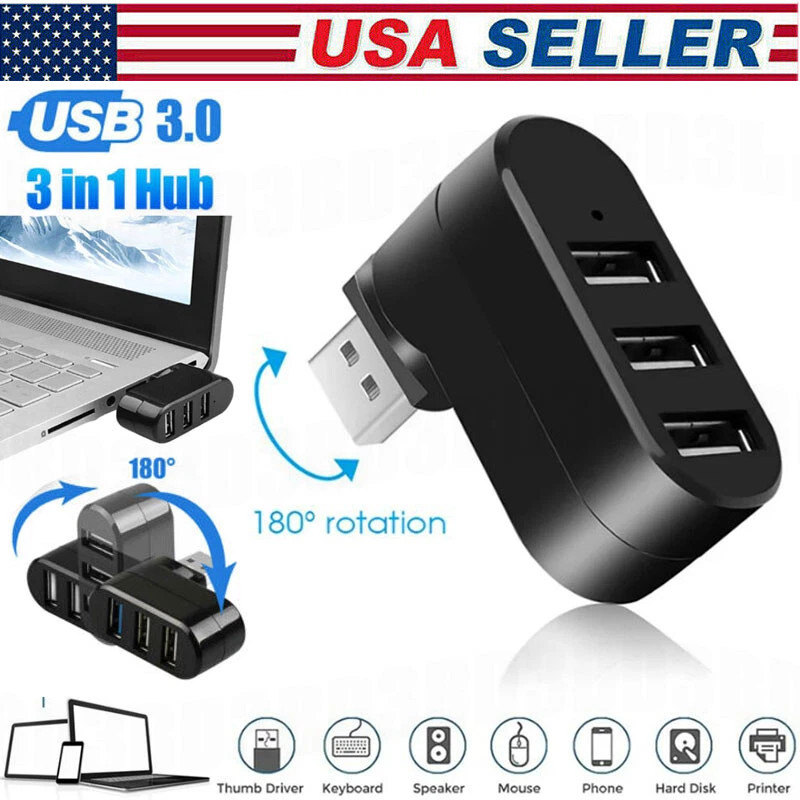 2× 3 Port High Speed USB 3.0 Multi HUB Splitter Expansion Desktop PC Laptop lot