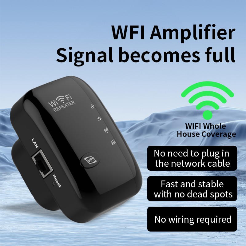 US Plug Wireless Internet Repeater WiFi Extender Booster 2.4GHz 300Mbps Speed