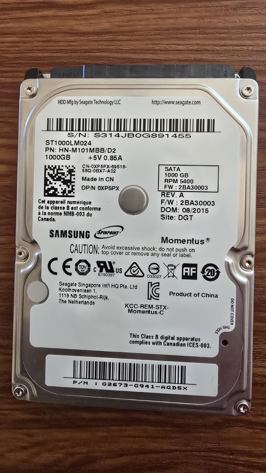 1TB Samsung ST1000LM024 2.5″ SATA Internal 5400RPM Laptop Hard Drive – TESTED