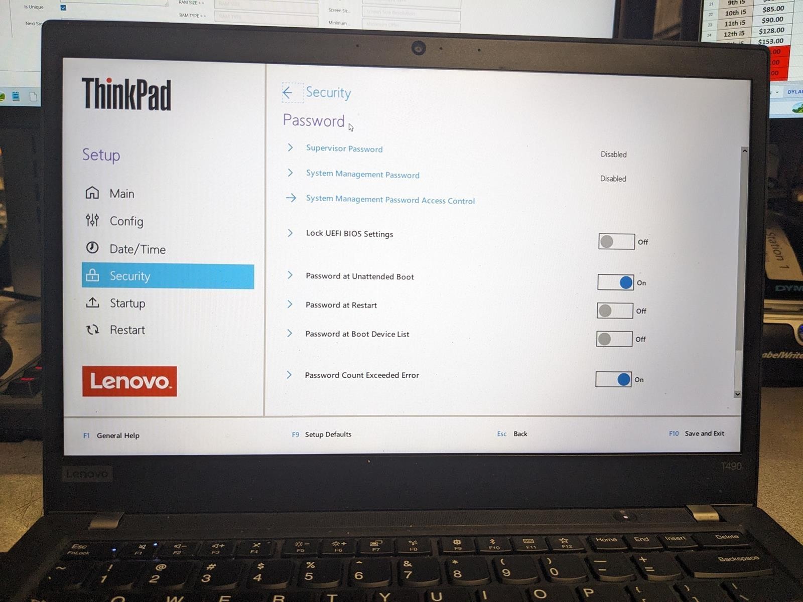 LENOVO THINKPAD T490 i7-8565U @ 1.80GHz, 24GB RAM, NO HDD/OS