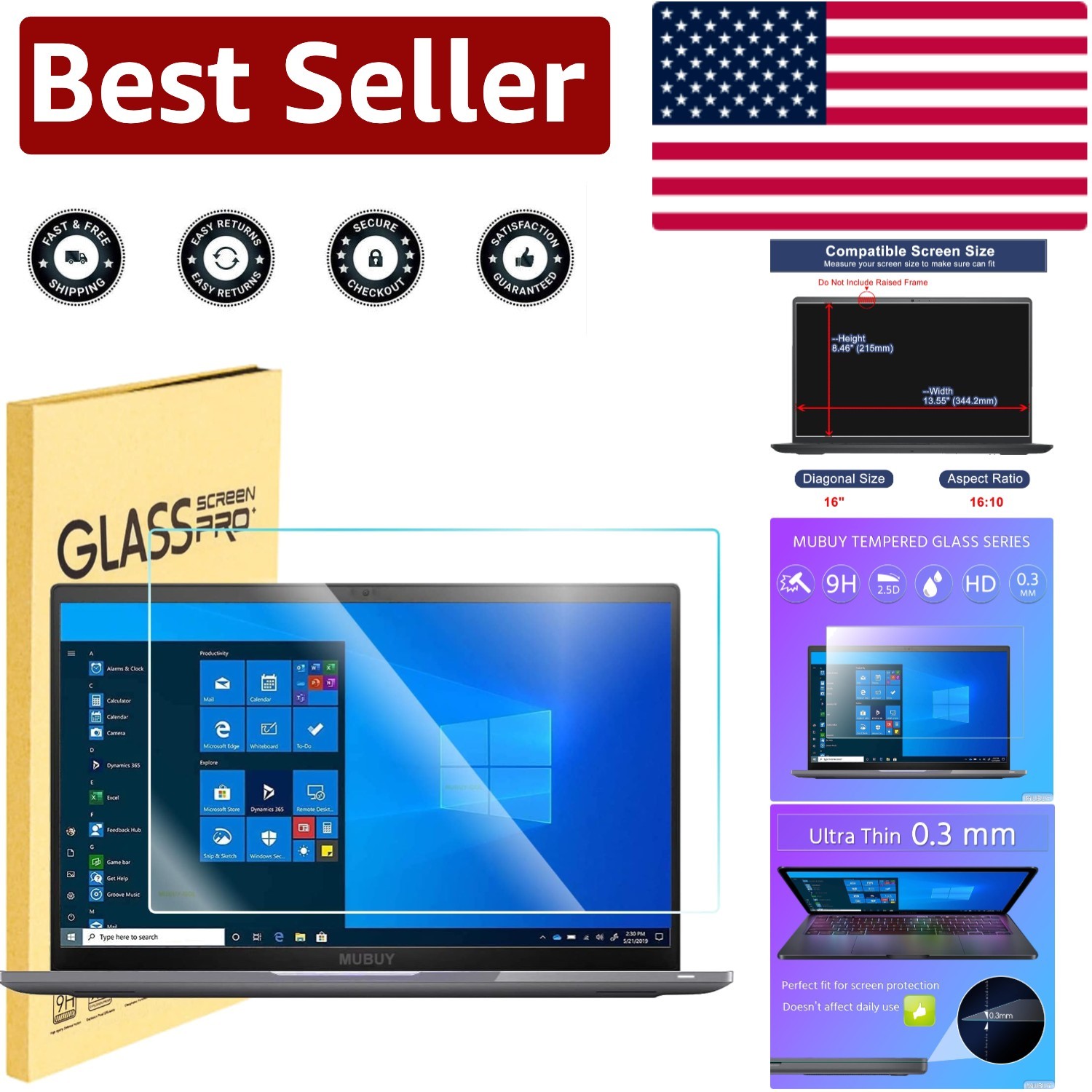 Durable 16″ Anti-Fingerprint Screen Protector – Perfect for Any Laptop Brand