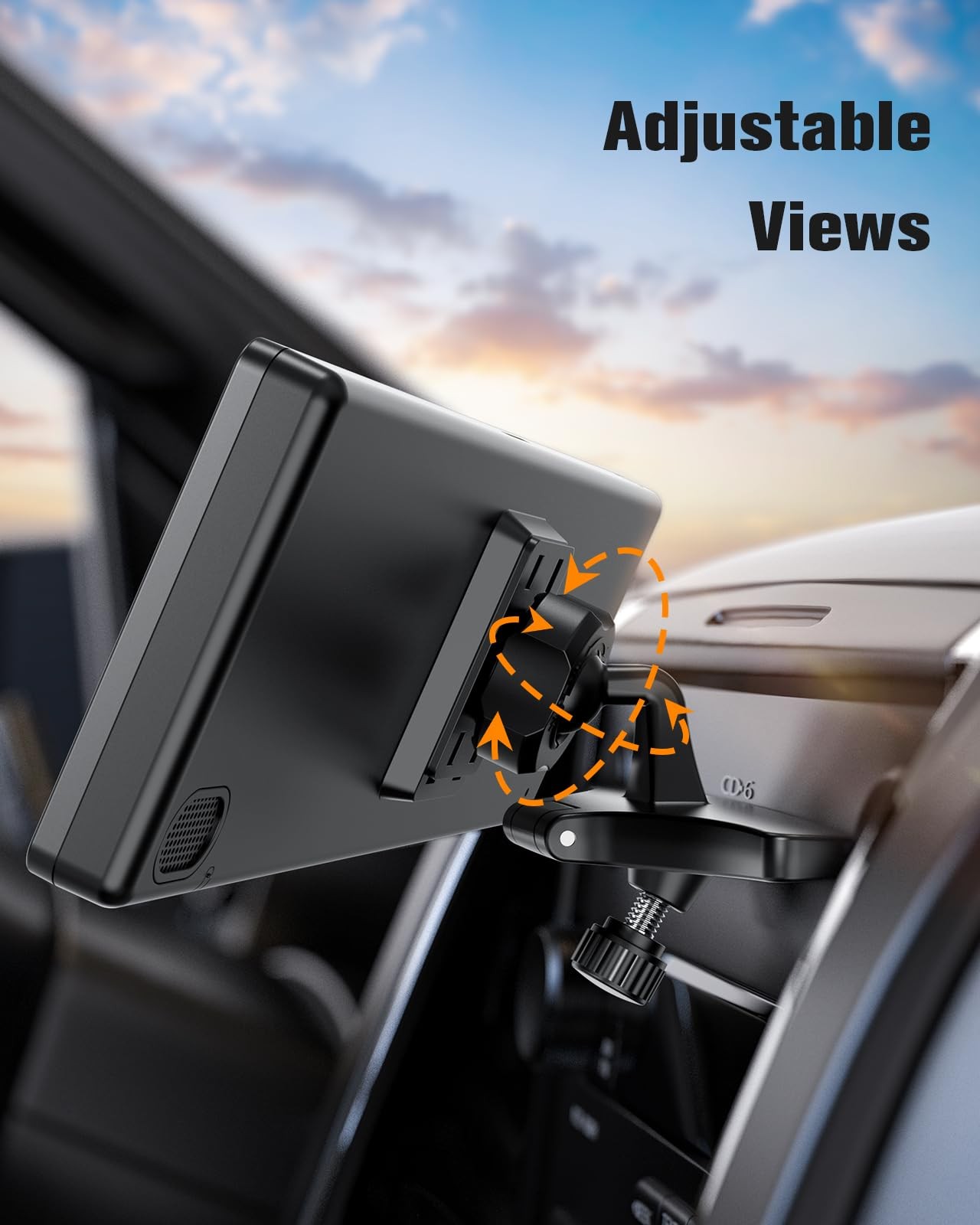 iGoevo CD Slot Mount for CarPlay Screen 360° Rotation Universal Fit, Black
