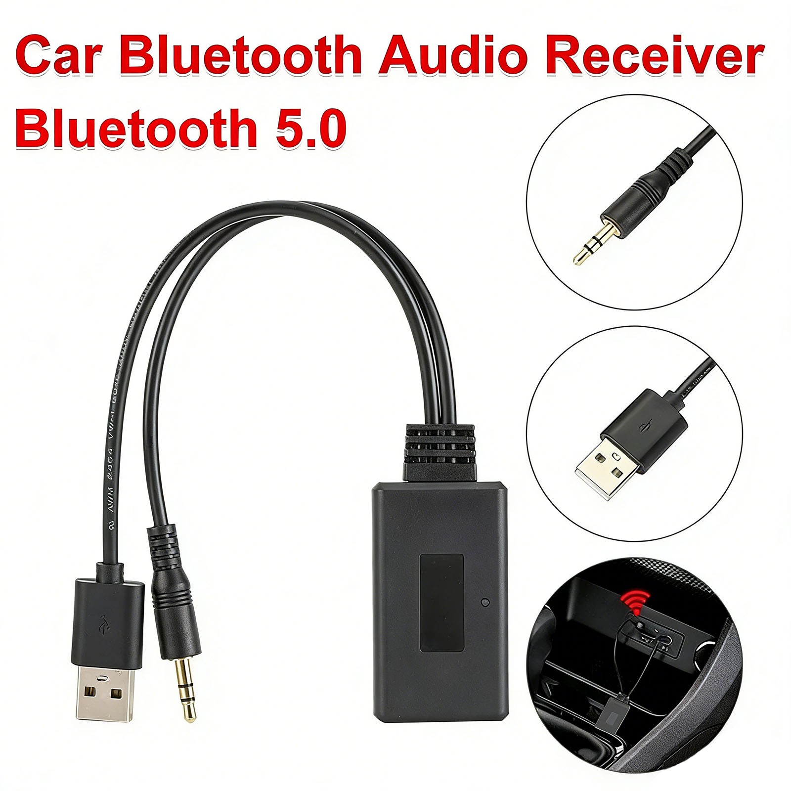 2 IN 1 Wireless Bluetooth 5.0 Transmitter Receiver Audio 3.5mm Jack Aux Adapter