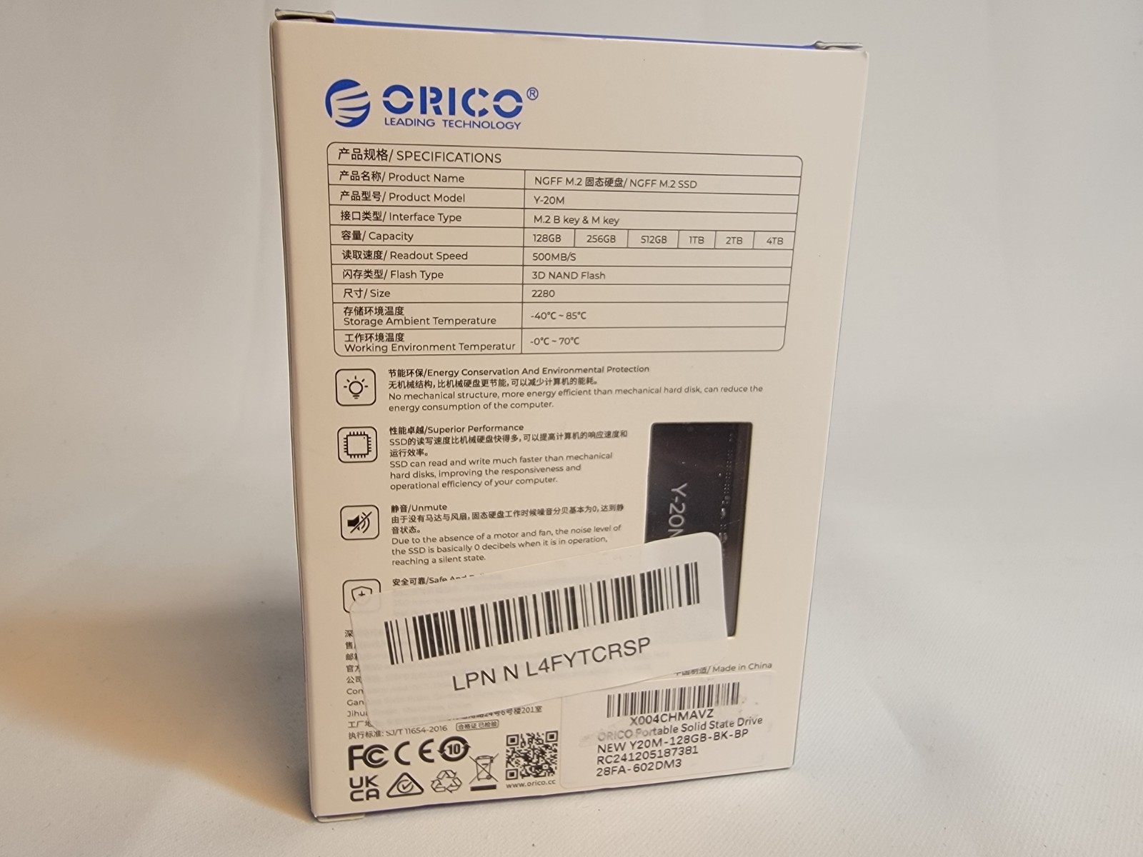 ORICO MGFF M.2 2280 SATA SSD- Y20m 128GB Internal M.2 SSD