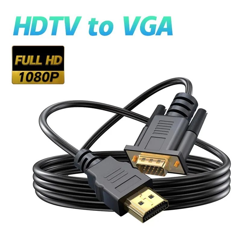HDMI to VGA Cable 1080P 60Hz Male to Male Adapter for PC Laptop HDTV Monitor