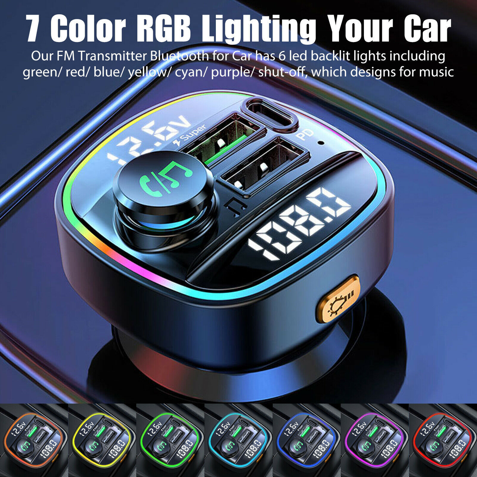 Wireless Bluetooth 5.0 Car FM Transmitter MP3 Radio Adapter Kit Dual USB Charger