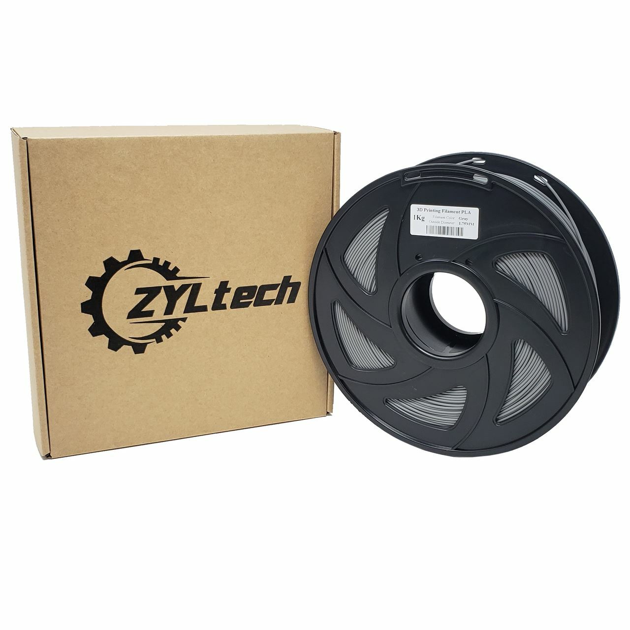 Gray PLA 3D printer filament 1.75 mm 1 kg 2.2 lbs