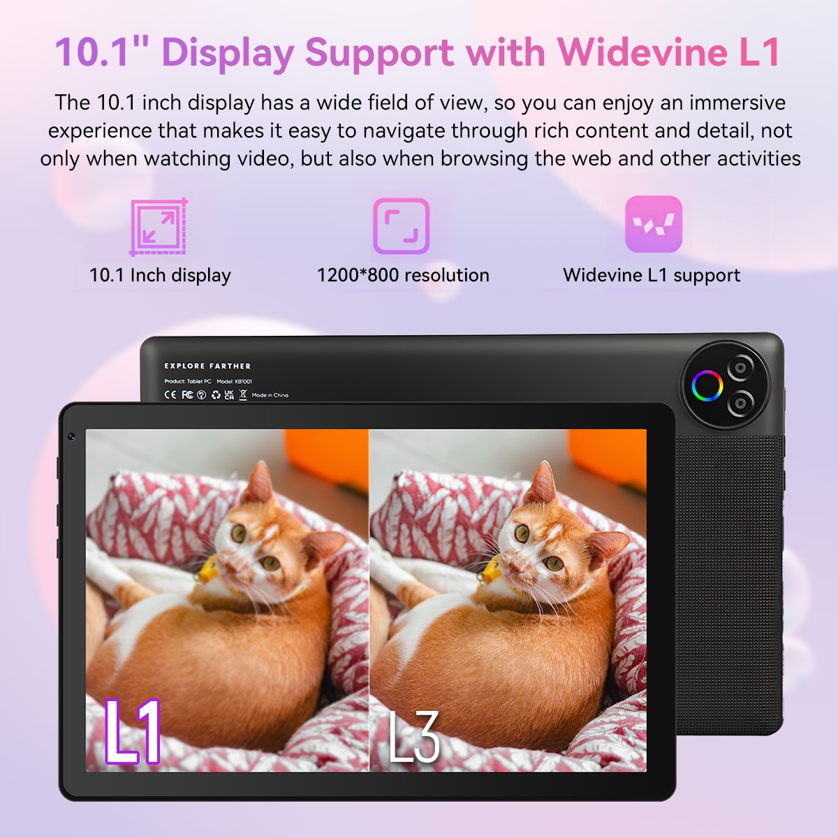 2025 Tablet 10.1 inch 16GB ROM 64GB RAM WIFI 6 Android 15 Bluetooth Dynamic Halo