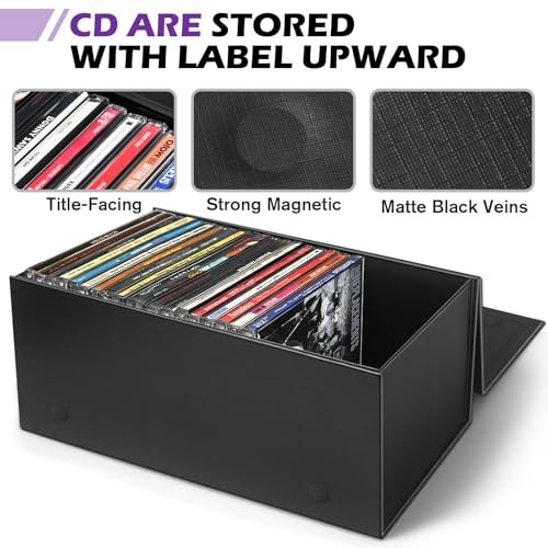 CD Storage Box, CD Holder Store 30 Jewel Cases, Disc Holder Media Storage