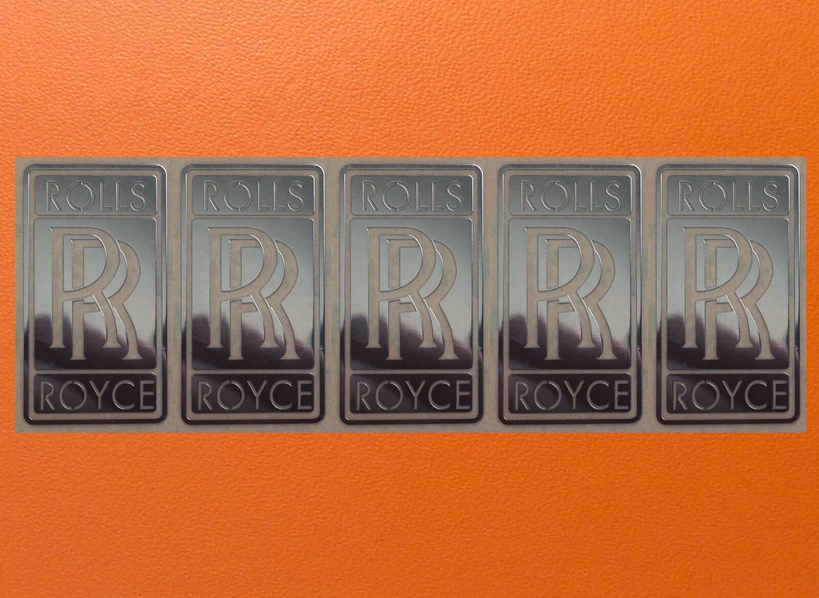5 pcs Rolls Royce Silver Chrome Color Sticker Logo Decal Badge 16mm x 30mm
