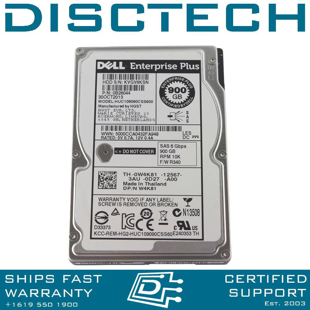 Hitachi C10K900 0B26044 HUC109090CSS600 W4K81 EqualLogic 900GB SFF SAS HDD