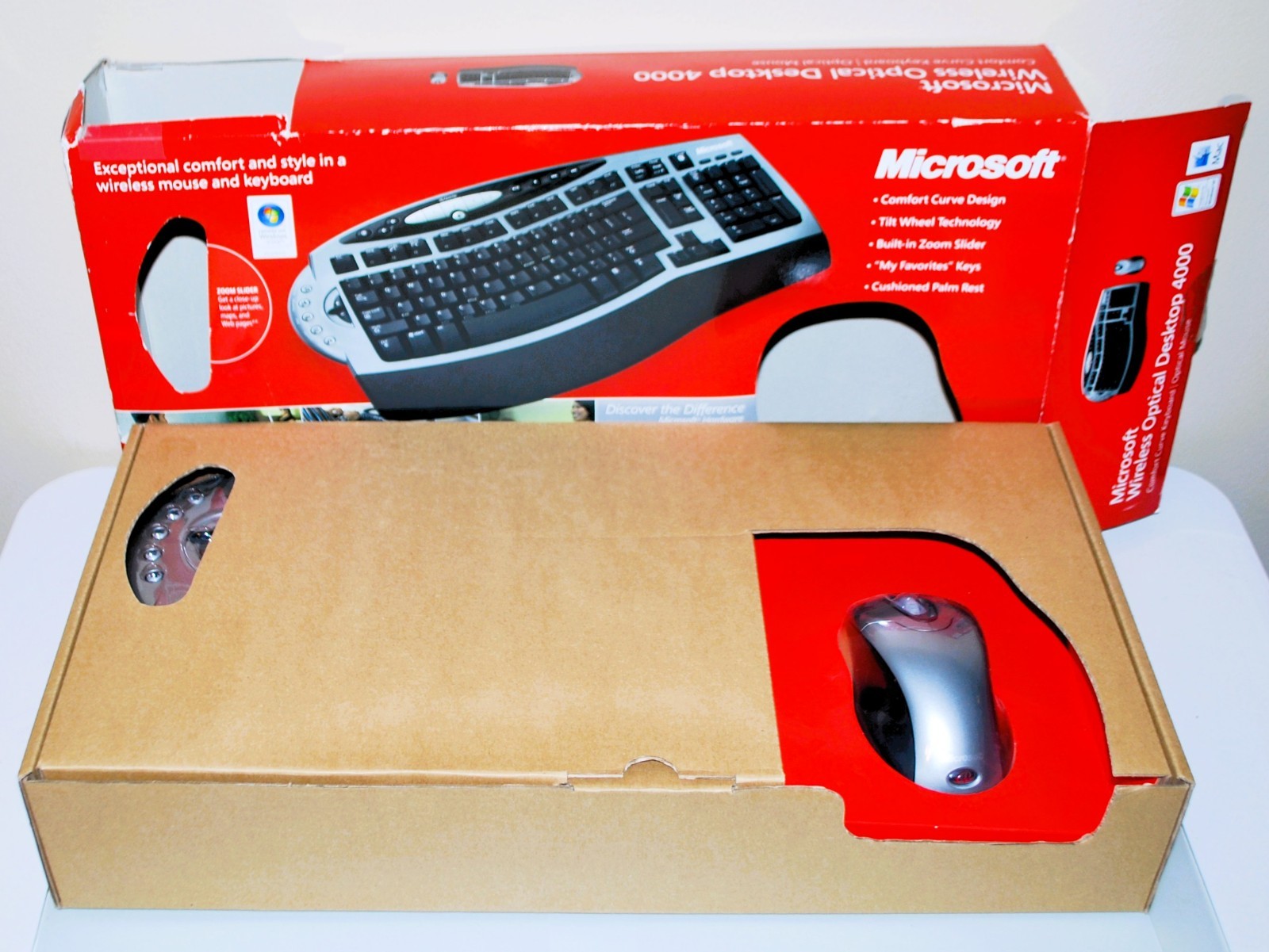NOS Microsoft Wireless Optical Desktop 4000 Keyboard Mouse Combo