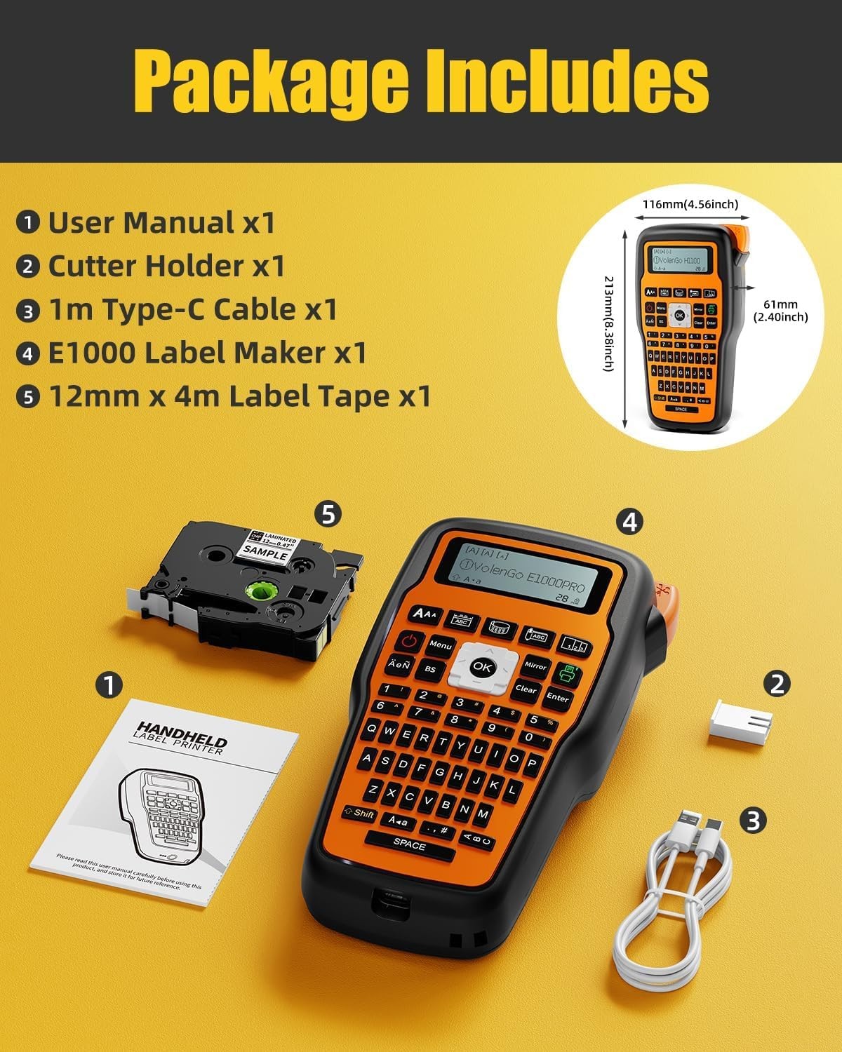 handheld label printer e1000pro label Maker Industrial Labeler Heat Shrink Label