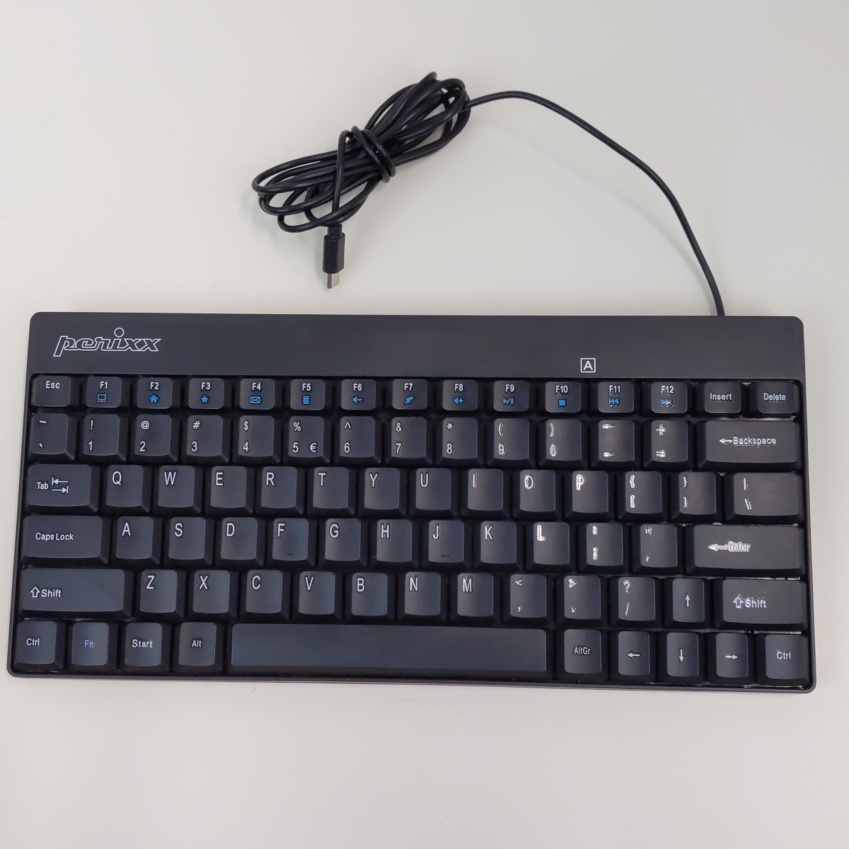 Perixx Periboard-422 Mini Type C Wired Keyboard Compact Black USB C Portable PC
