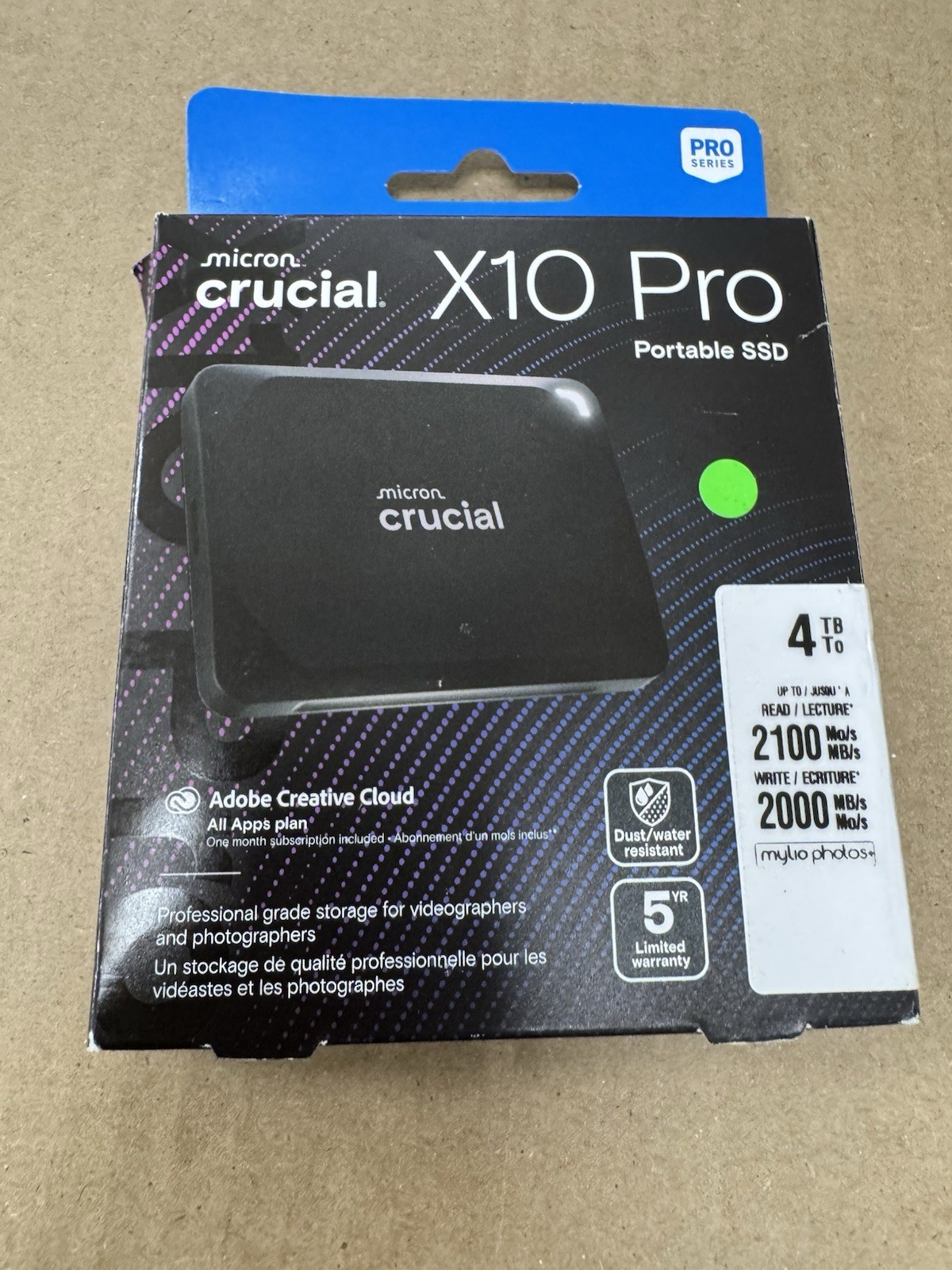 Crucial X10 Pro 4TB External SSD CT4000X10PROSSD902 MTXUG USB-C 3.2 Gen2 x2 2100
