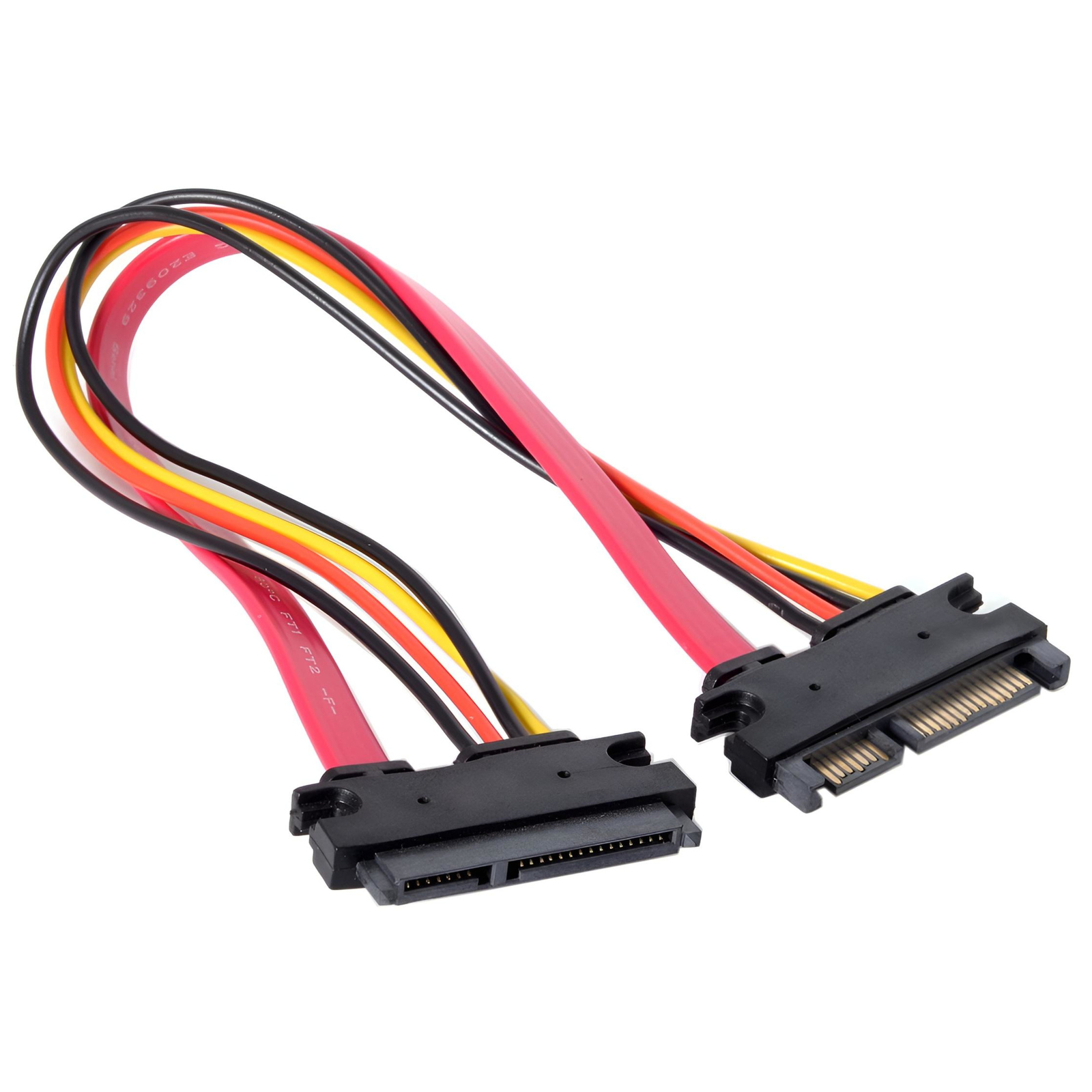 1FT 15+7 Pin SATA Extension Cable Male to Female Data and Power for HDD SSD