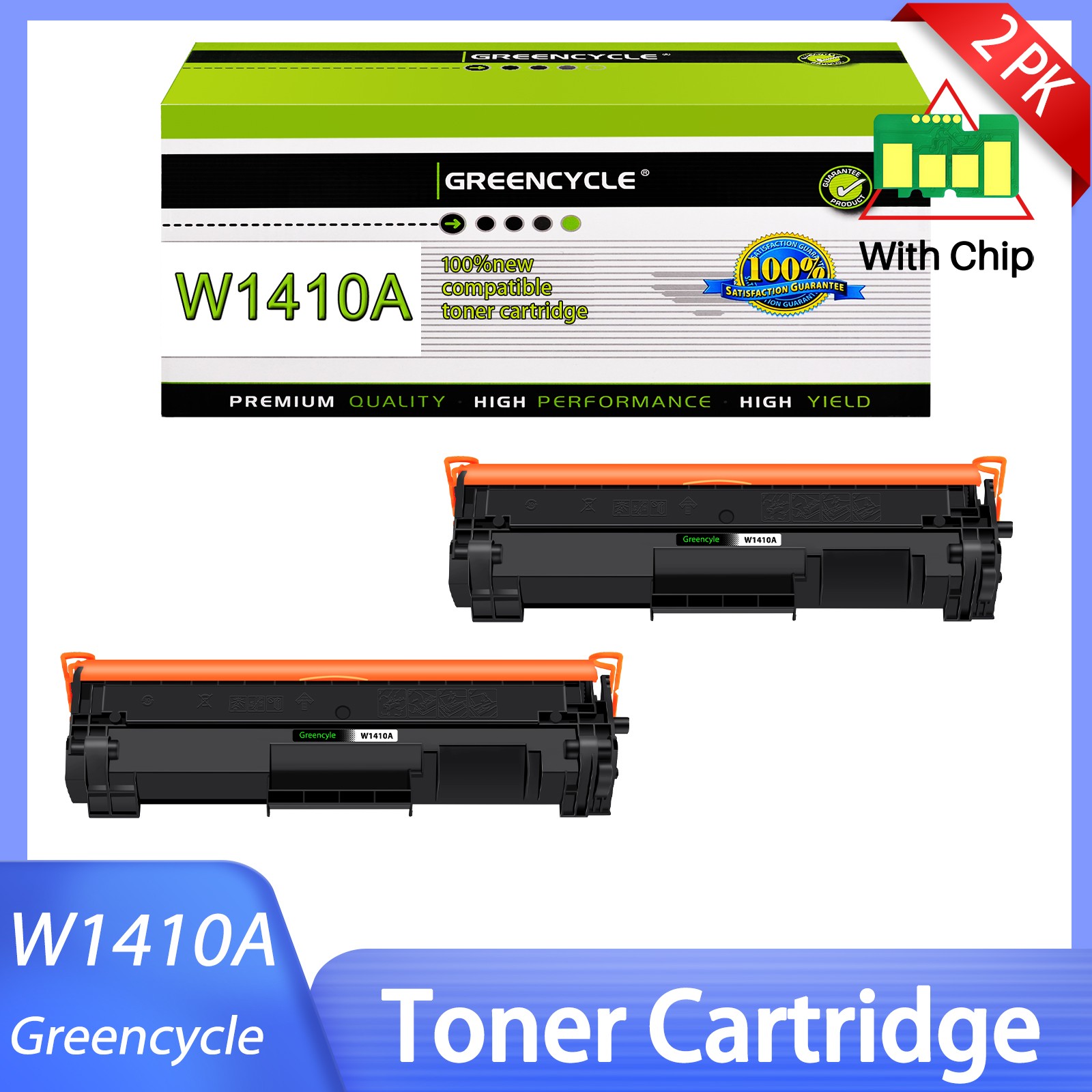 2PACK Toner Compatible for HP 141A W1410A for HP M110w MFP M139w M140w New Chip