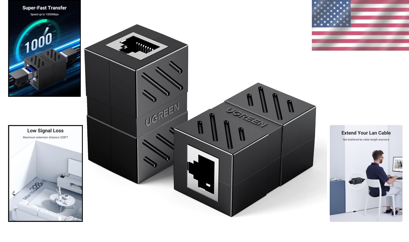 Ethernet Extender Couplers (2-Pack) – 1000Mbps, Nickel-Plated Female Connectors