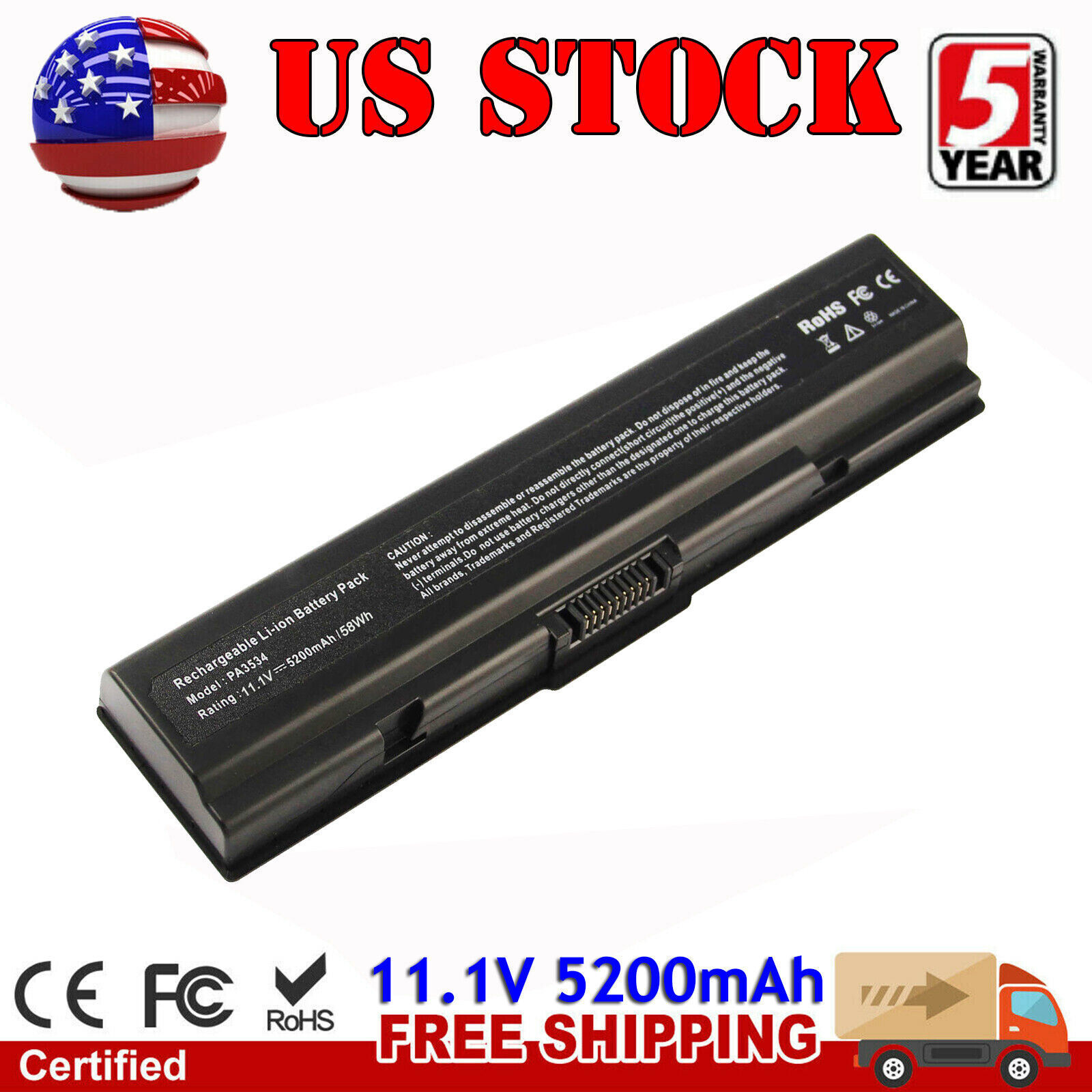 Battery/Charger for Toshiba Satellite PA3534U-1BRS A205 A305 A505 L305 L505D