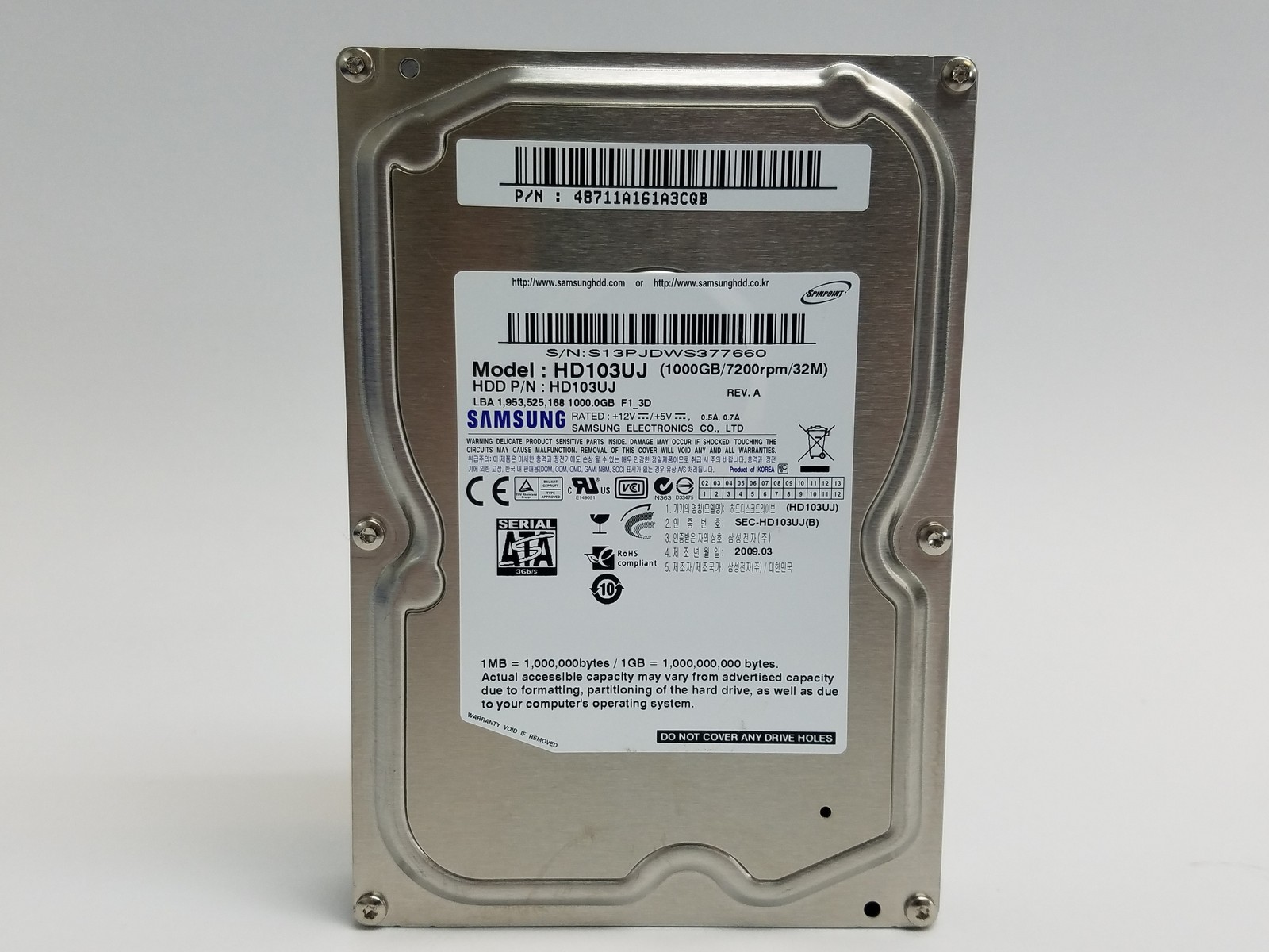 Samsung SpinPoint F1 HD103UJ 1TB 3.5″ SATA II Desktop Hard Drive