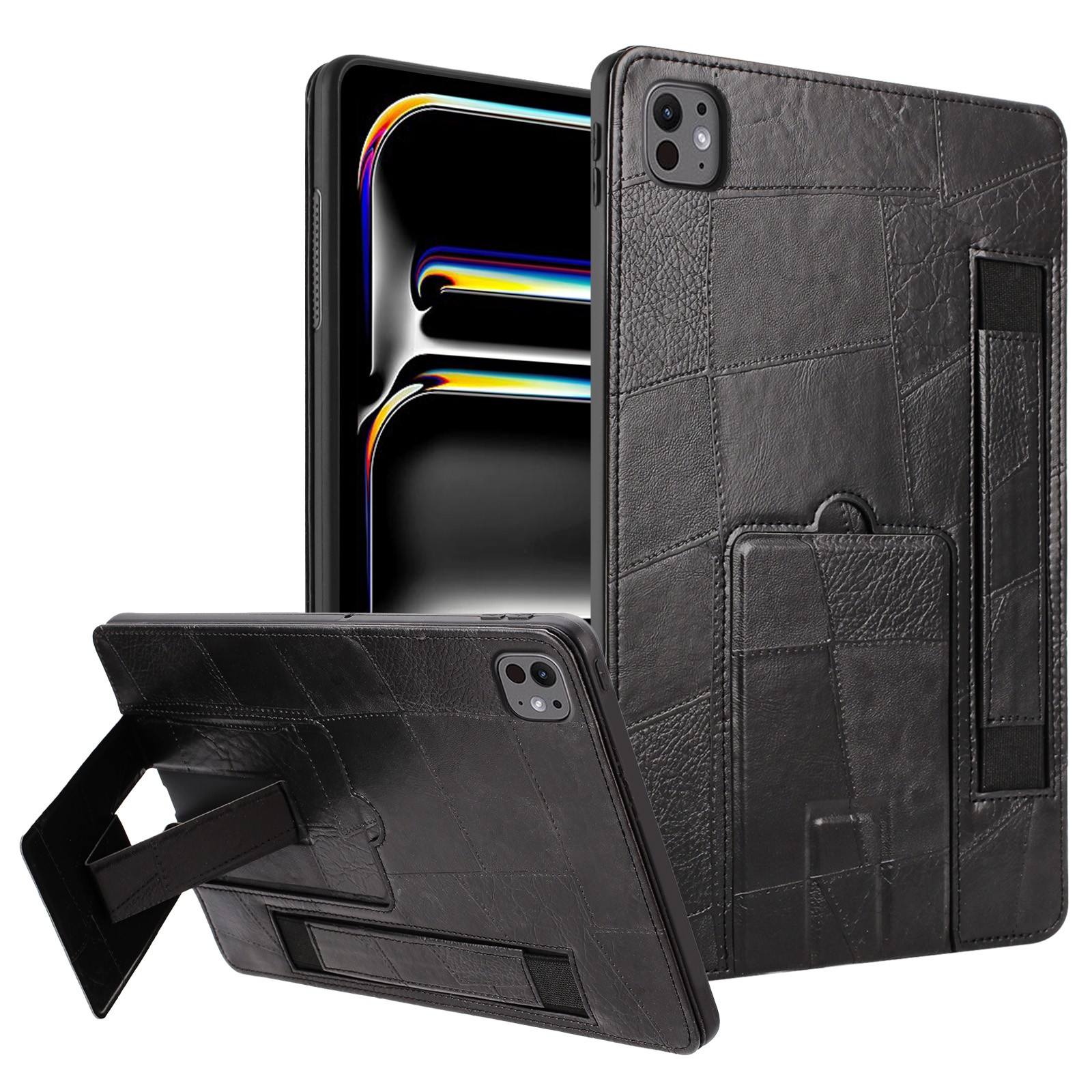 For iPad Pro 11 2024/2025 Shockproof PU Leather Kickstand Hand Strap Slim Case