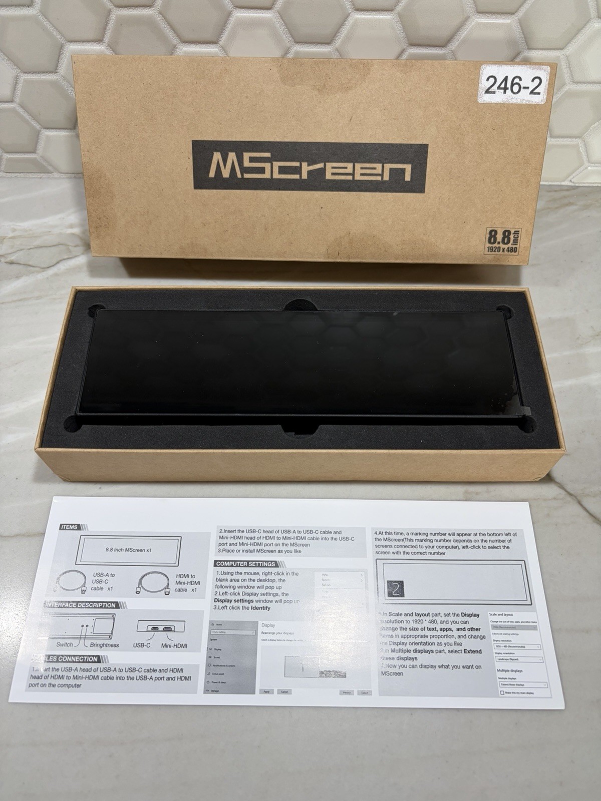8.8 Inch Computer Secondary Screen IPS 1920×480 LCD Display CPU MScreen