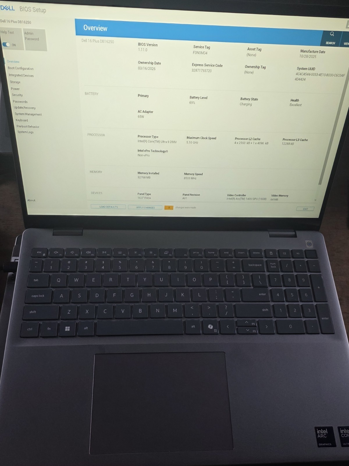 Dell 16 Plus DB16250 16 Silver FHD 3.3 GHz Ultra 9 288V 32GB 1TB SSD B