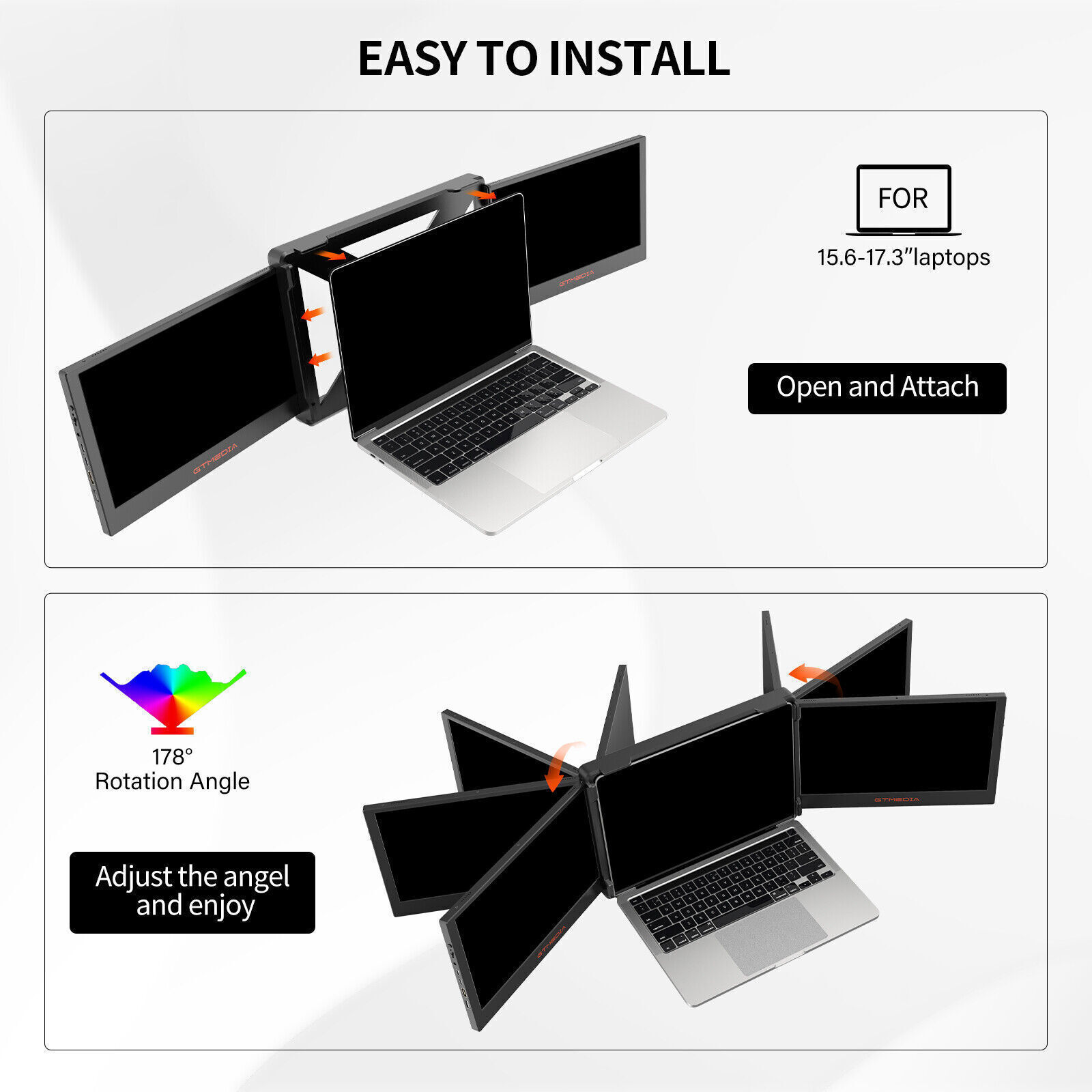 11.6” Triple Portable Monitor Laptop Monitor Extender Dual Screen FHD HDMI USBC