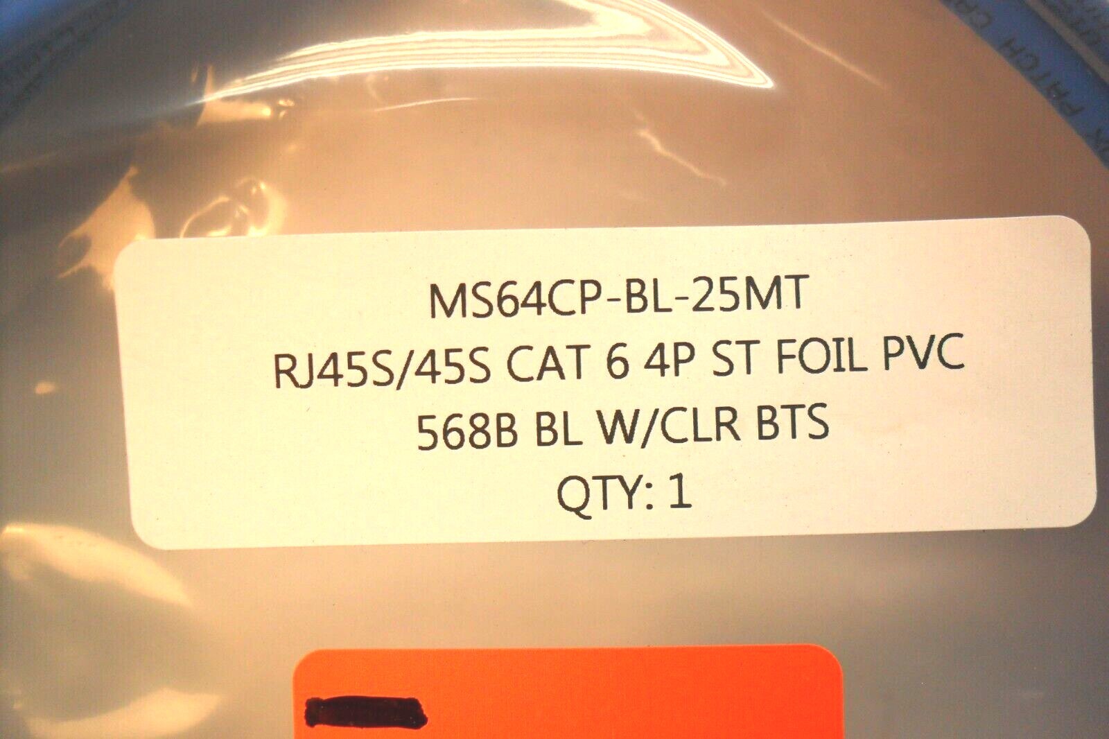 Cable MS64CP-BL-25MT – RJ45S/45S CAT 6 4P ST FOIL PVC – 568B BL W/CLR BTS