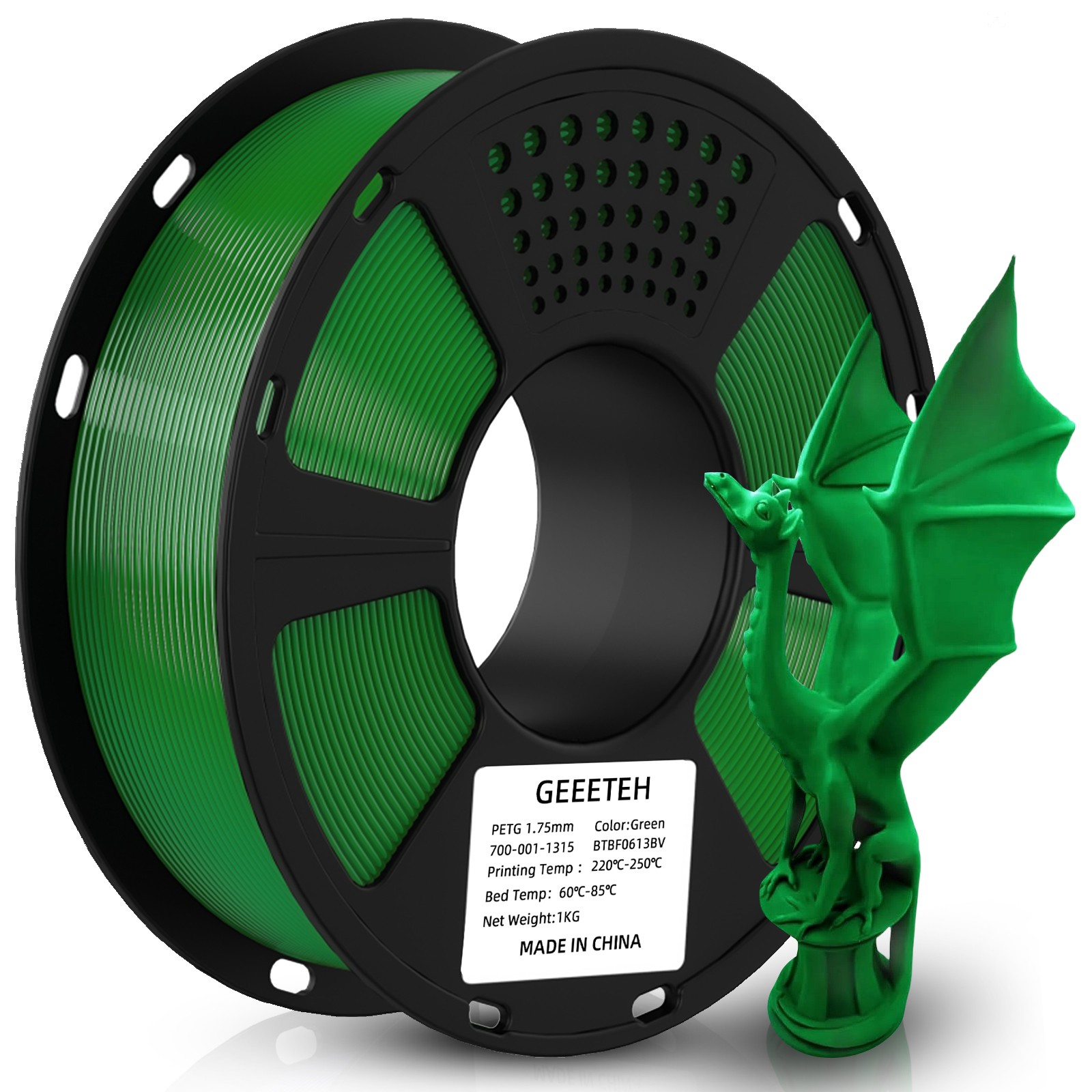 Geeetech 3D Printer Filament PETG 1.75mm 1kg(2.2lbs) Green Printing Consumables