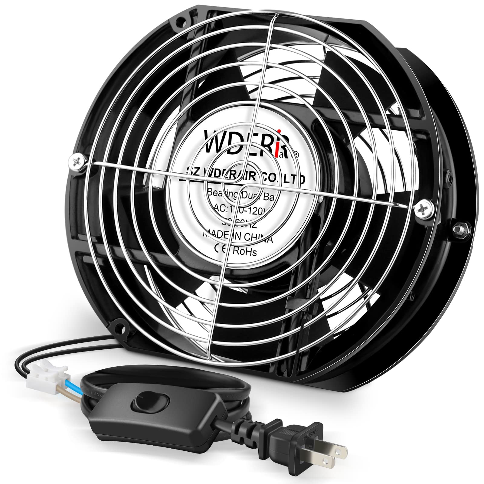 WDERAIR High Speed Axial Muffin Fan 172mm x 150mm x 51mm with Switch 110V 120…