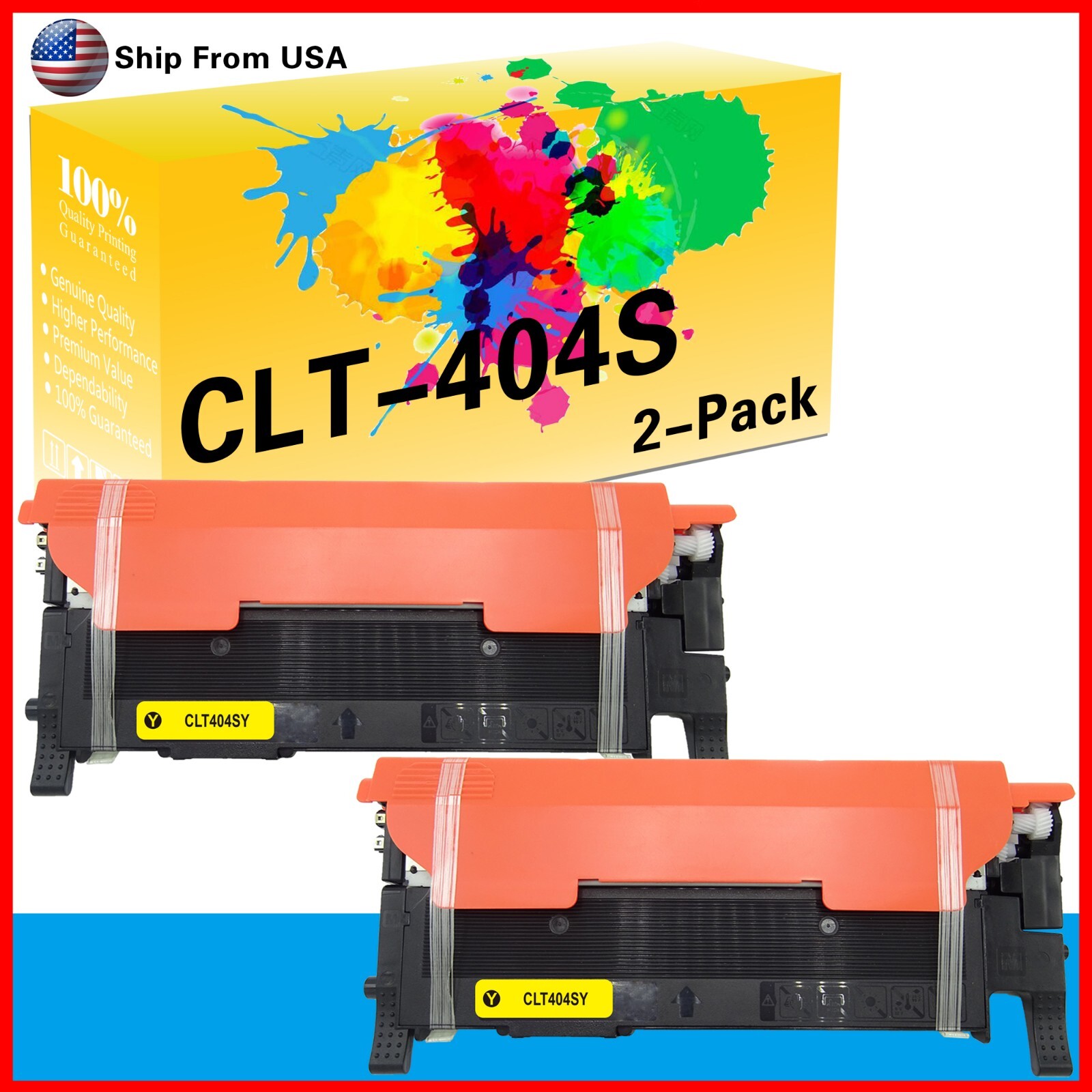 2PK CLT-404S CLT404S Toner Cartridge Yellow for C480FN C480FW SL-C480FN Printer