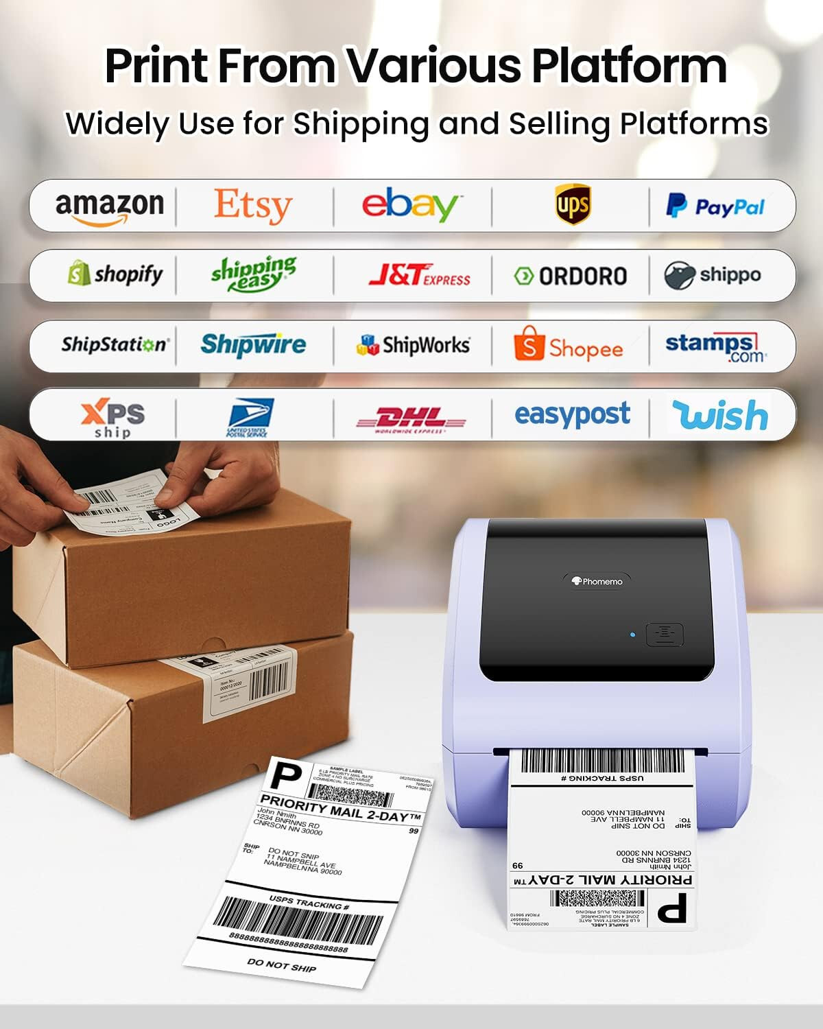 Phomemo 4×6 Shipping Label Printer Thermal Bluetooth Label Printer for USPS LOT