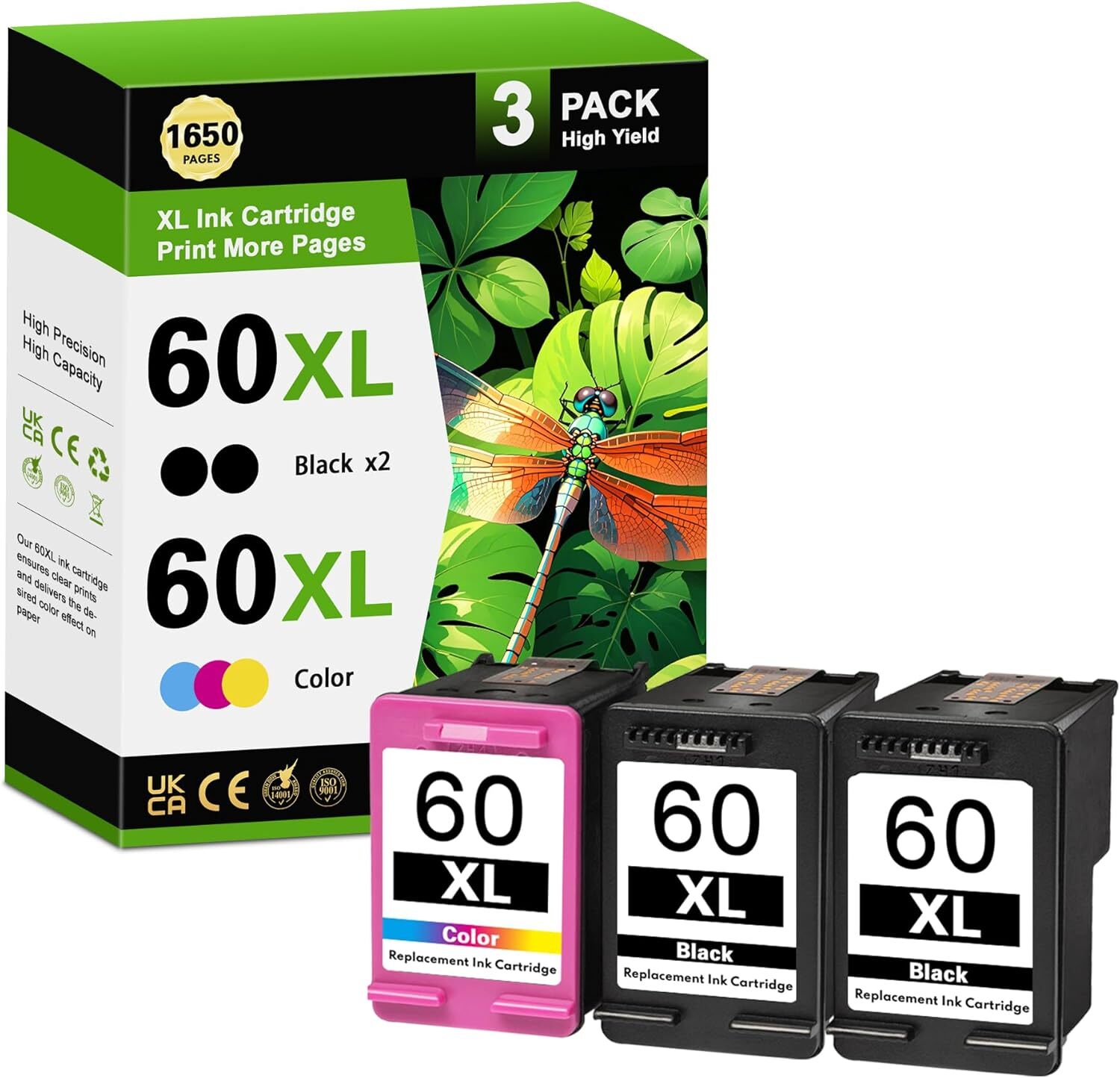 3PK 60XL Ink Cartridge for HP DeskJet D2680 F4280 F4480 F2430 F4580 Envy 100