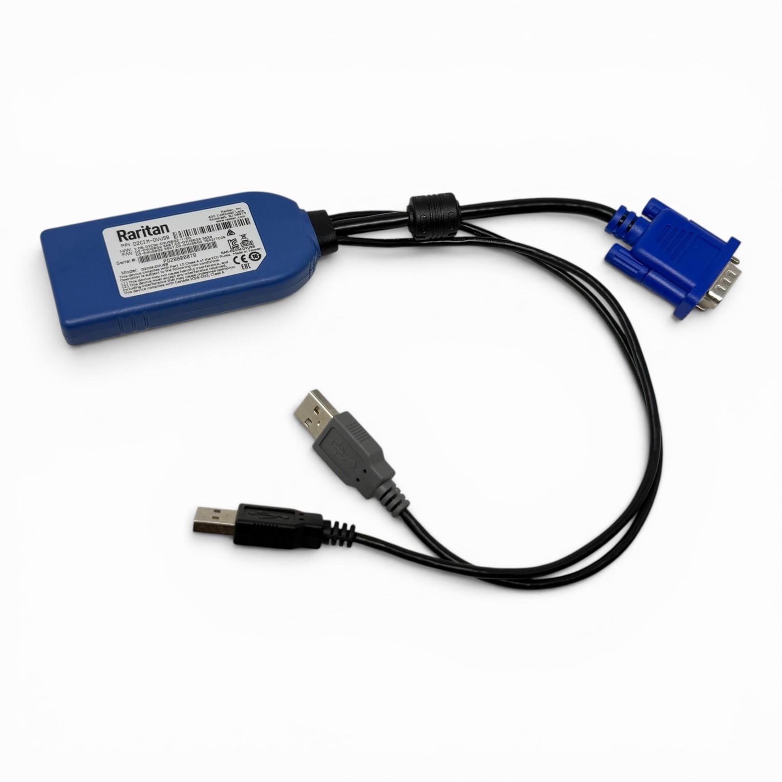 RARITAN Dominion KX II KVM CIM D2CIM-DVUSB Dual USB VGA Adapter Dongle