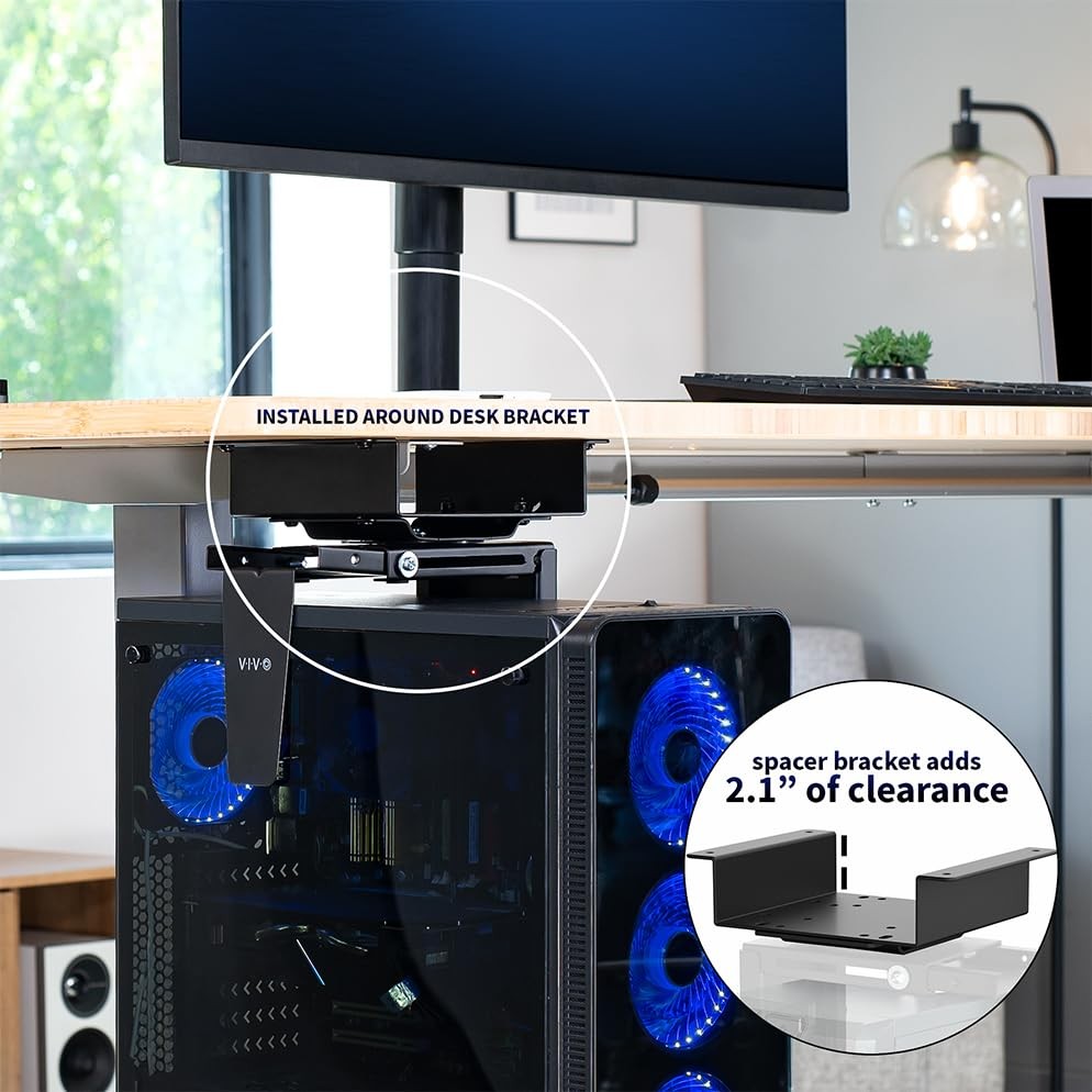VIVO Adjustable Under Desk and Wall 3.5 to 7.8 inch Wide 20.5 inches, Black